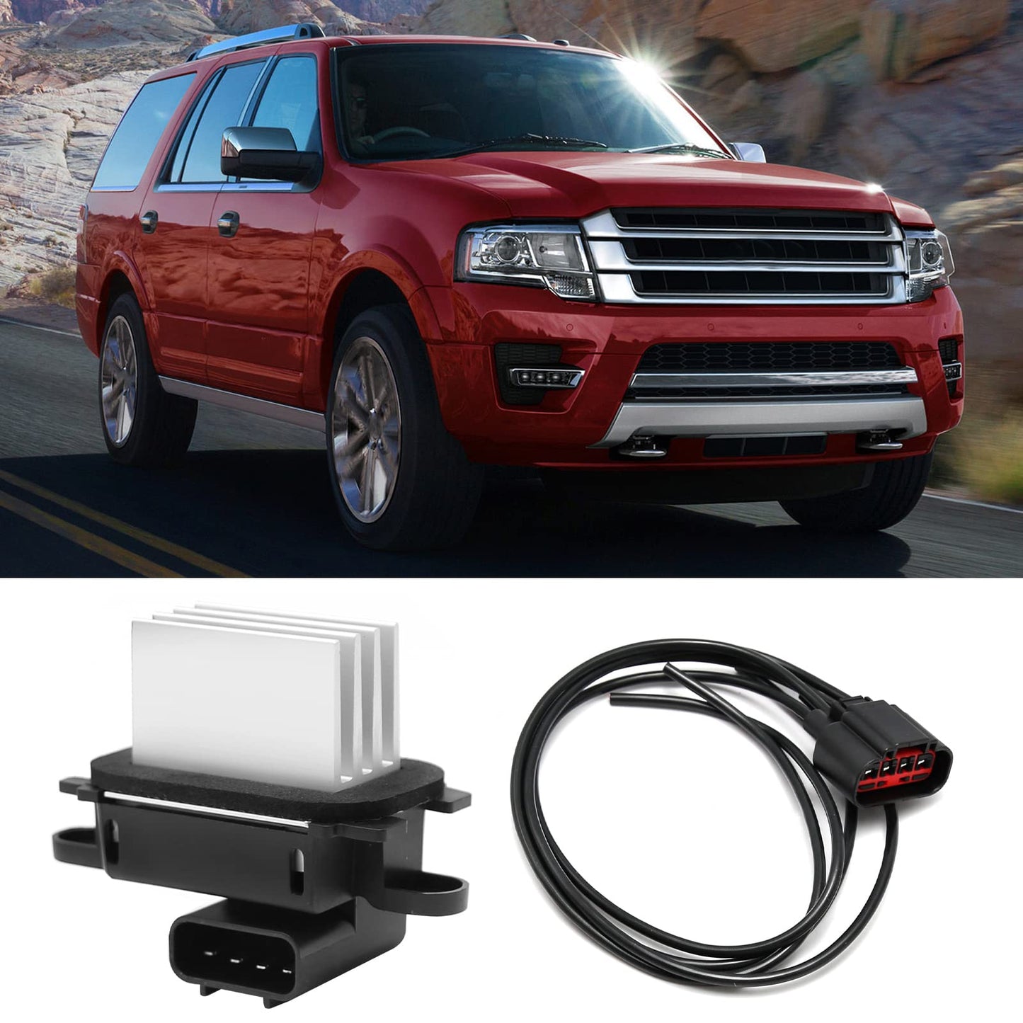 HVAC Blower Motor Resistor Kit BL3Z-19E624-A AC Blower Control Module with WPT688 Connector Wire Harness Replacement for Ford 2010-2017 Expedition 2010-2014 F-150 2011-2017 Lincoln Navigator YH1829