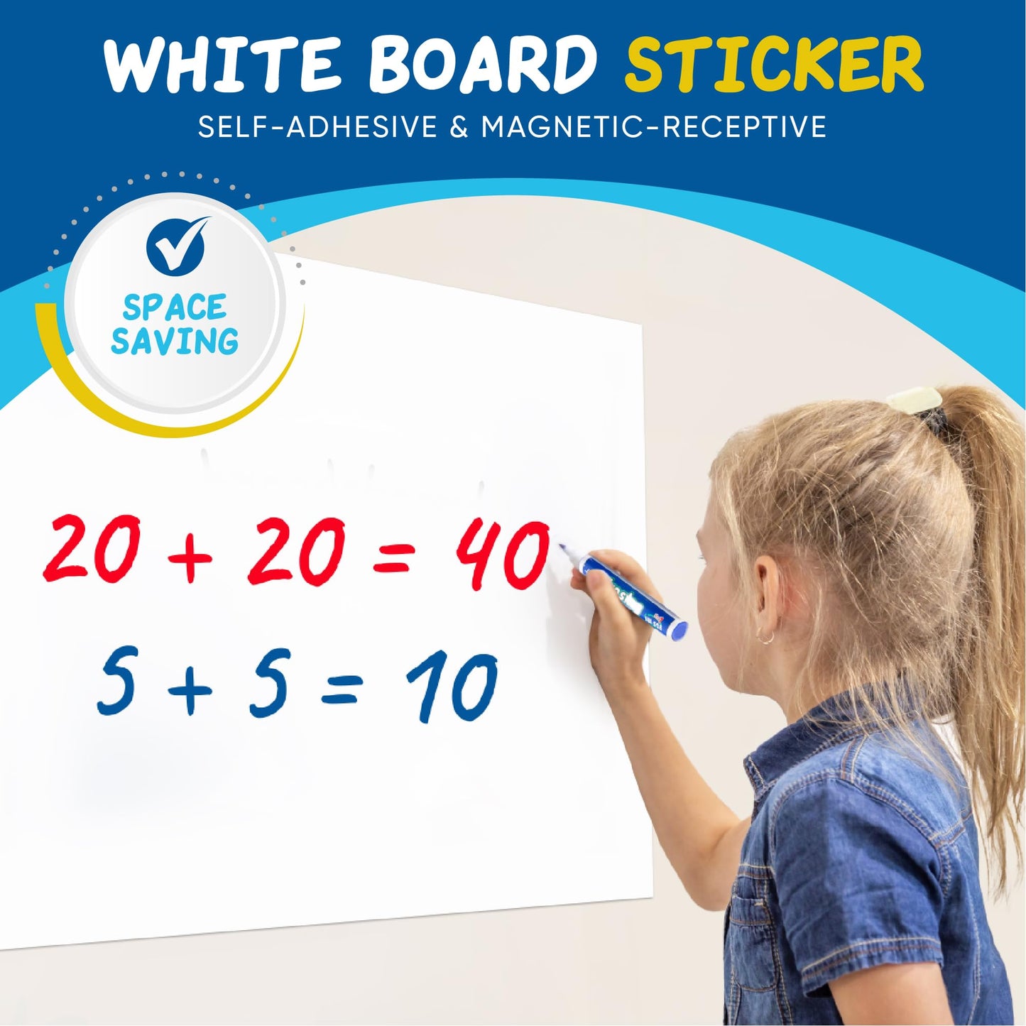YOUNGJQ Magnetic Whiteboard Contact Paper for Wall, 39" x 18" (100x45 cm), Self-Adhesive Dry Erase Sheet – Ideal for Home, Office, Study or Creative Space