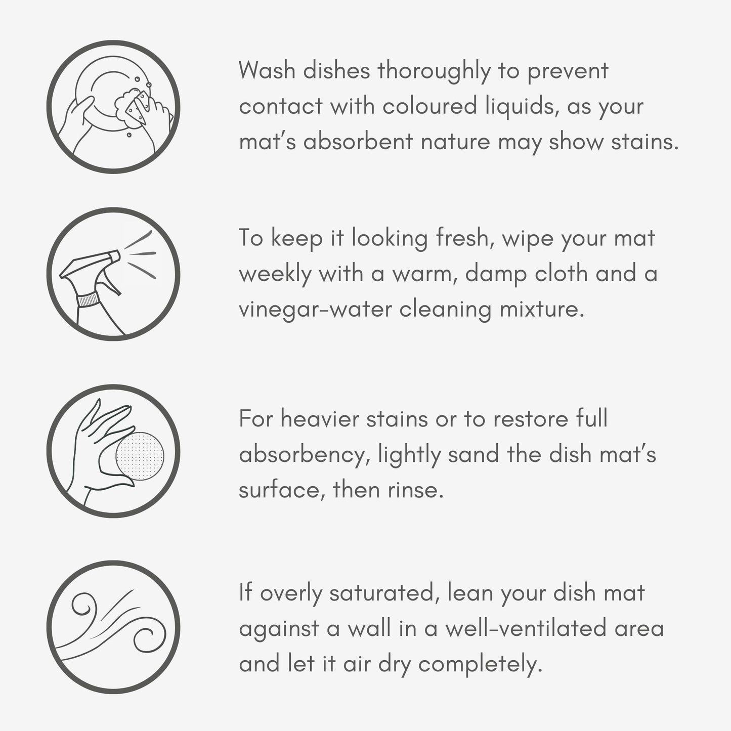 Natureva Stone Dish Drying Mat - Super Absorbent, Quick Dry Diatomite Mats for Kitchen Counter - Made of Natural Diatomaceous Earth Absorbing Water Instantly - Flow - Graphite