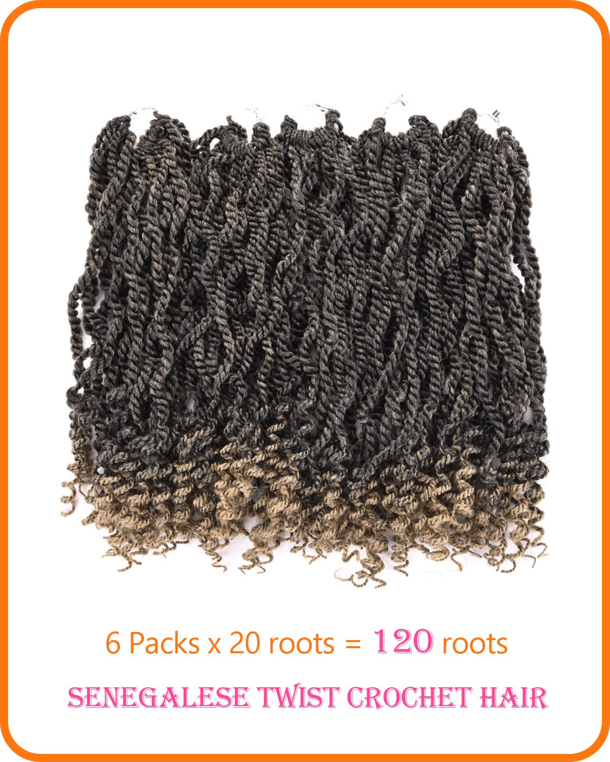 12 Inch Wavy Senegalese Twist Crochet Hair for Black Women 6 Packs Braids Wavy Ends Synthetic Hair Extension Curly Crochet Twist Braiding Hair (T27#, 12 Inch)