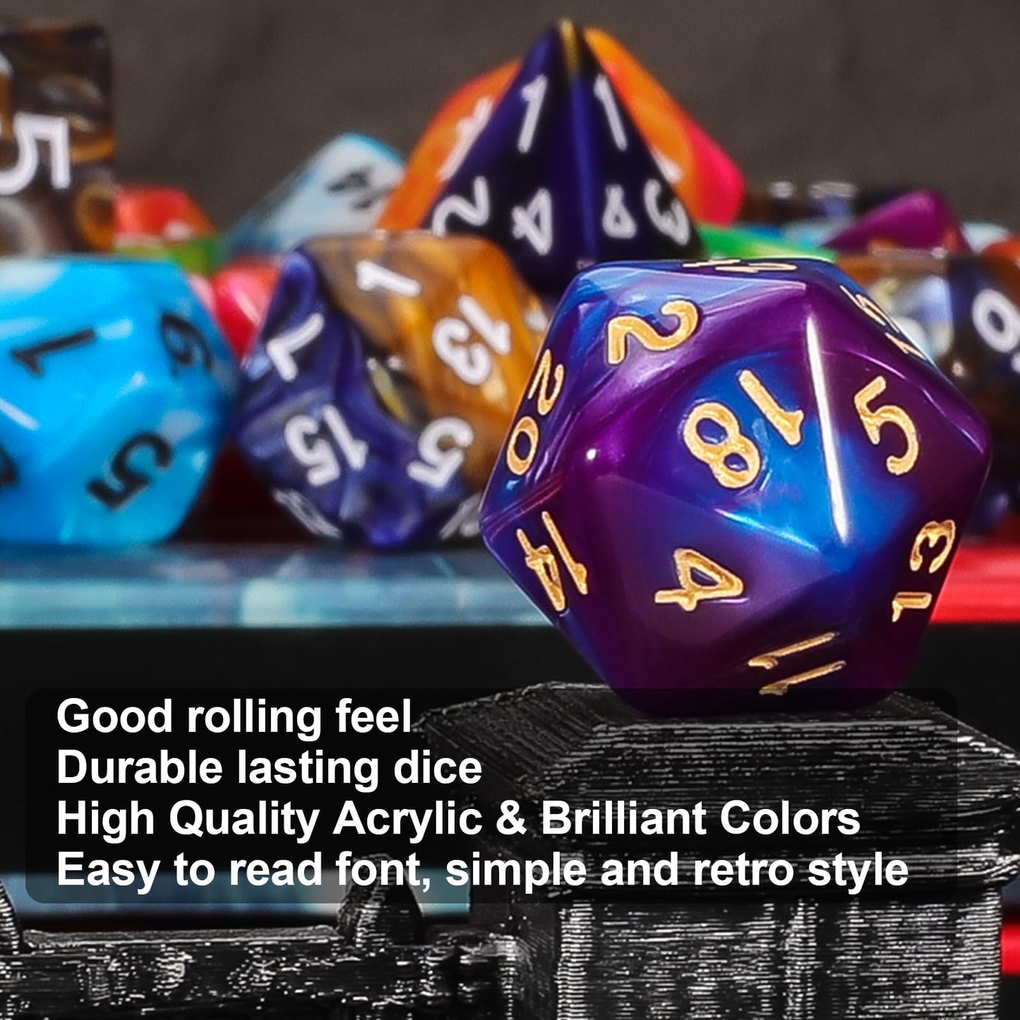 QMAY Mystery Dice Box - 48PCS DND Dice Set, Random Patterns, 6 Surprise Boxes, Polyhedral Dice with Dice Display Tube, D&D Gifts Box for Dungeons and Dragons, RPG, MTG,Role Playing Table Game