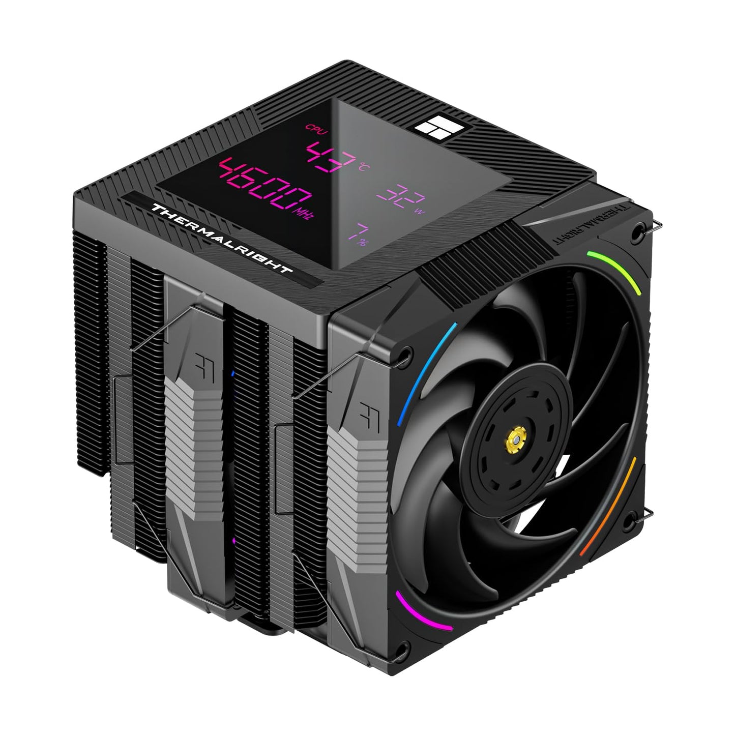 Thermalright Phantom Spirit 120 Digital EVO CPU Air Cooler,7 Heat Pipes CPU Cooler,Dual 120mm PWM Fans,Magnetic Attraction-Digital Screen Top Cover,for AM4/AM5/LGA1700/1851/1150/1151/1200,PC Cooling