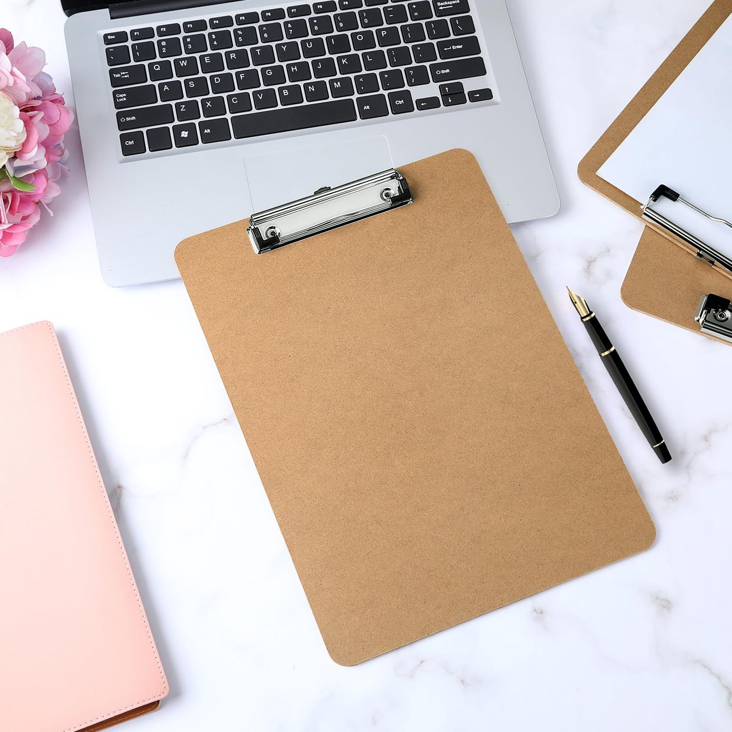 Macroclo Wood Clipboards Set of 20, Letter Size Hardboard Clip Board 8.5x11 for Classroom, Students, Kid, A4 Standard Size 9" x 12.5" with Low Profile Clip, Office & School Supply