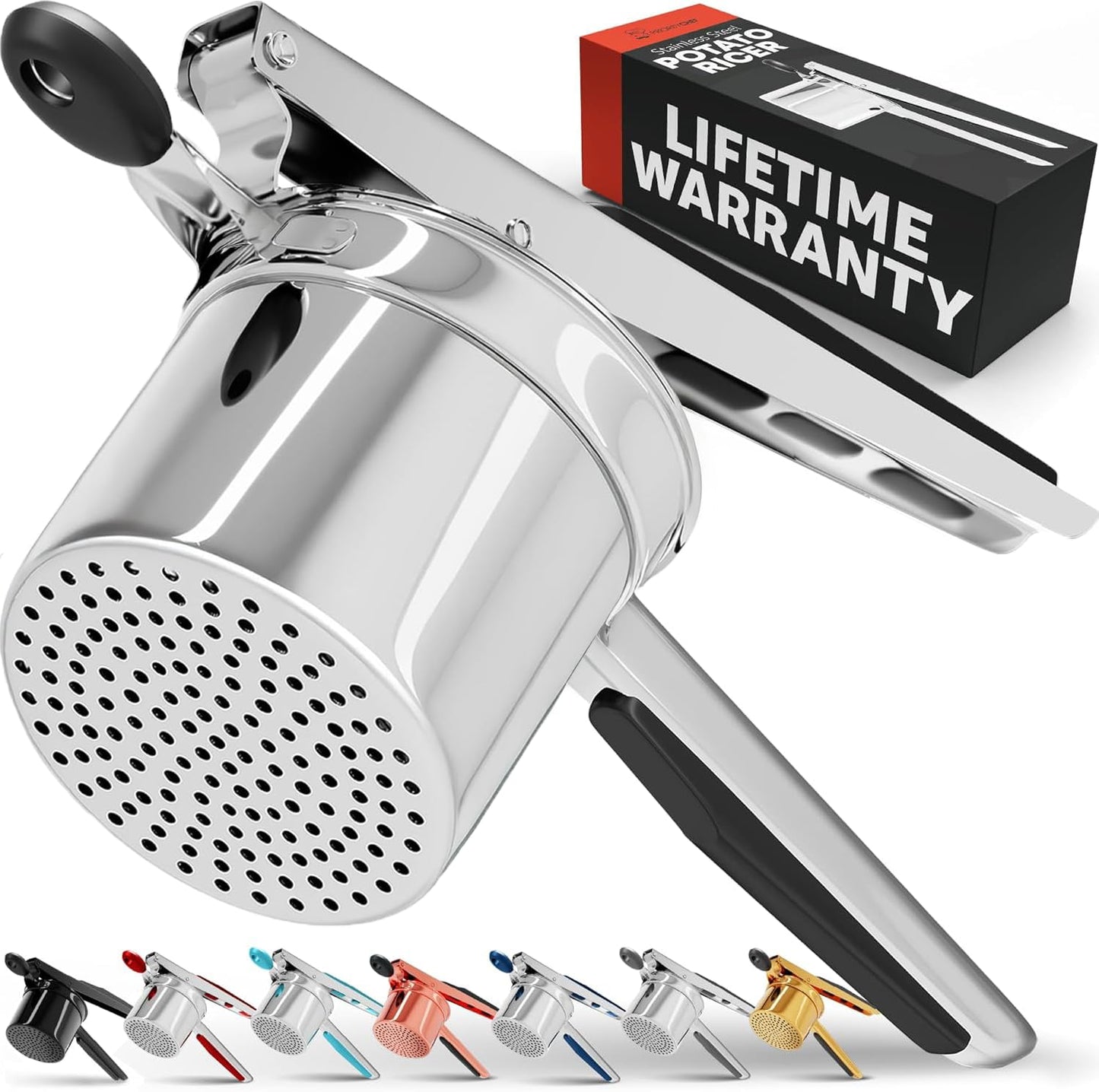 PriorityChef Large 15oz Potato Ricer, Heavy Duty Stainless Steel Potato Masher and Ricer Kitchen Tool, Press and Mash Kitchen Gadget for Perfect Mashed Potatoes - Everytime