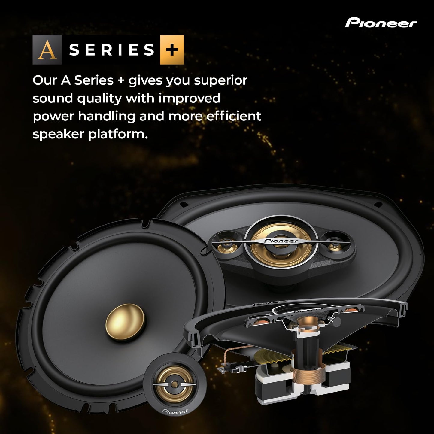 Pioneer A-Series Plus TS-A1081F 4” 2-Way Speakers (Pair) – 230W Max, Balanced Sound + Smooth Treble, Enhanced Bass, Great Stock Replacement
