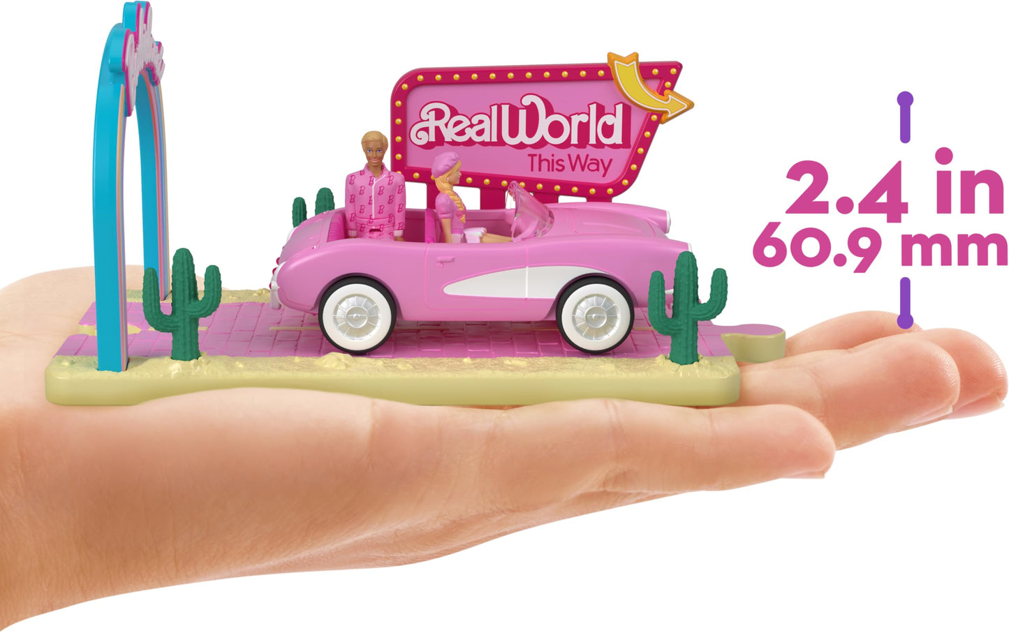 Barbie Mini BarbieLand Barbie The Movie Vehicle Collection, Includes 8 1.5-inch Dolls & 4 Vehicles Inspired by The Film