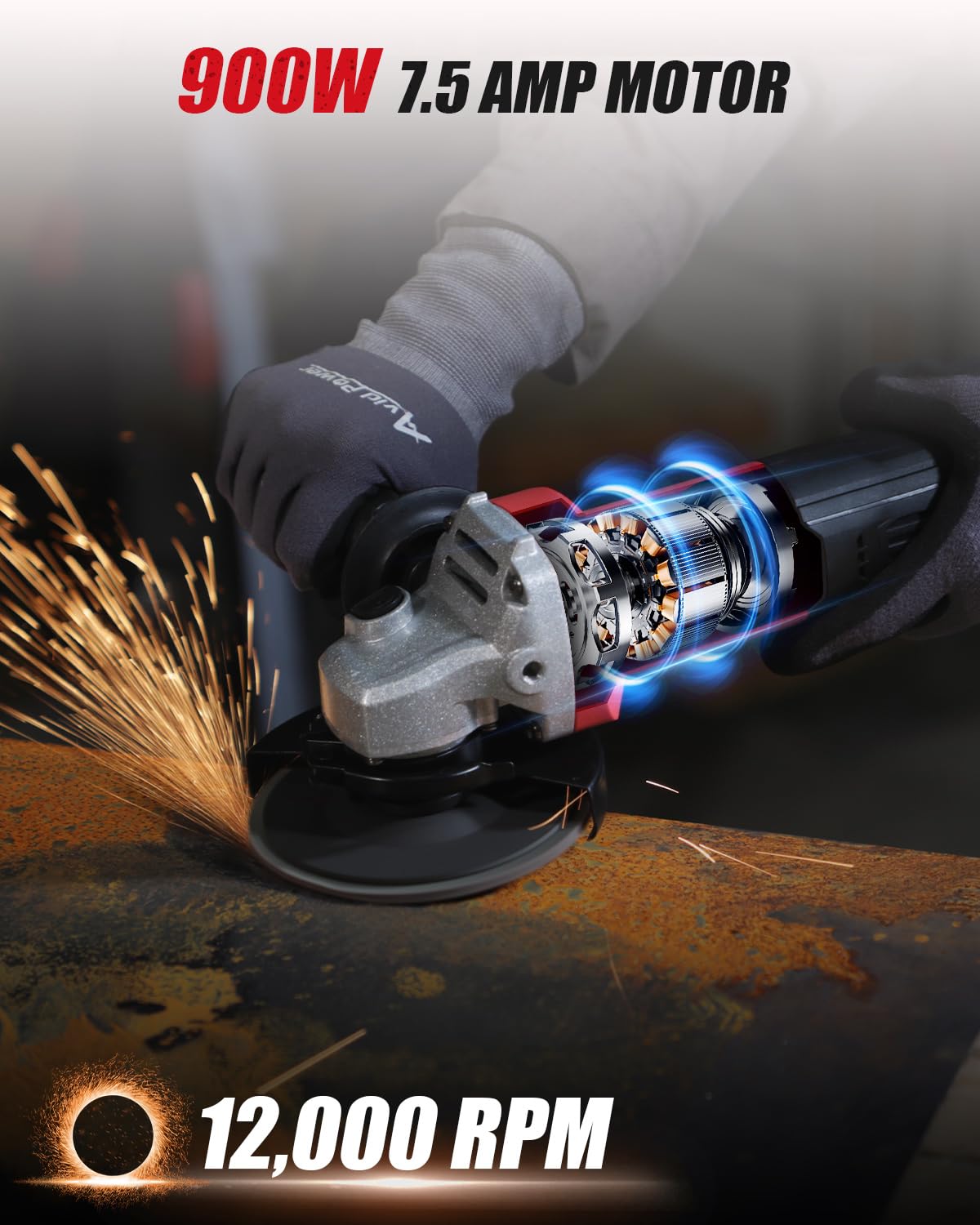AVID POWER Angle Grinder, 7.5-Amp 4-1/2 inch Electric Grinder Power Tools with Grinding Wheels, Cutting Wheels, Flap Disc and Auxiliary Handle for Cutting, Grinding, Polishing and Rust Removal
