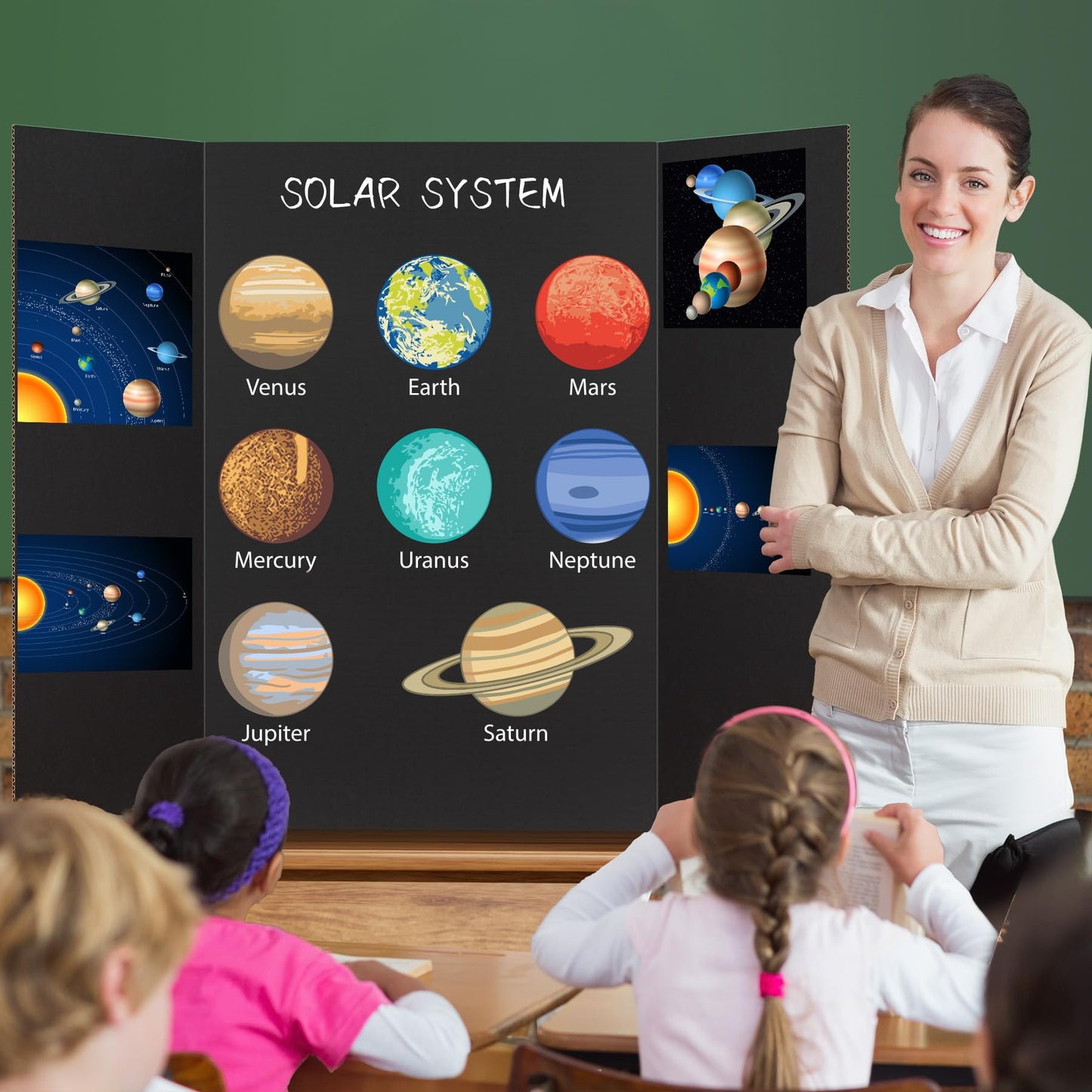 AKONEGE 4 Pack 36" x 48" Trifold Poster Board for Presentation, Black Corrugated Cardboard Large Tri Fold Poster Board for Science Fair, Office & School Projects, Photo Displays, Exhibitions Event