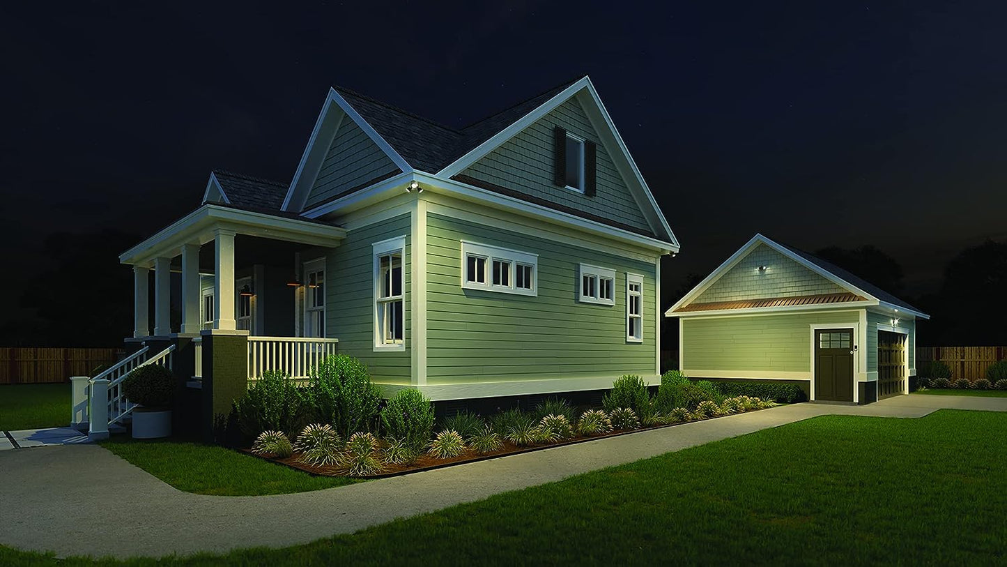 Lithonia Lighting HomeGuard 2-Light LED Outdoor Flood Lights, Motion Sensor Outdoor Lights with Dusk to Dawn, 4000K Cool White, Round Heads, Dark White (HGX LED 2RH 40K 120 MO WH M2)