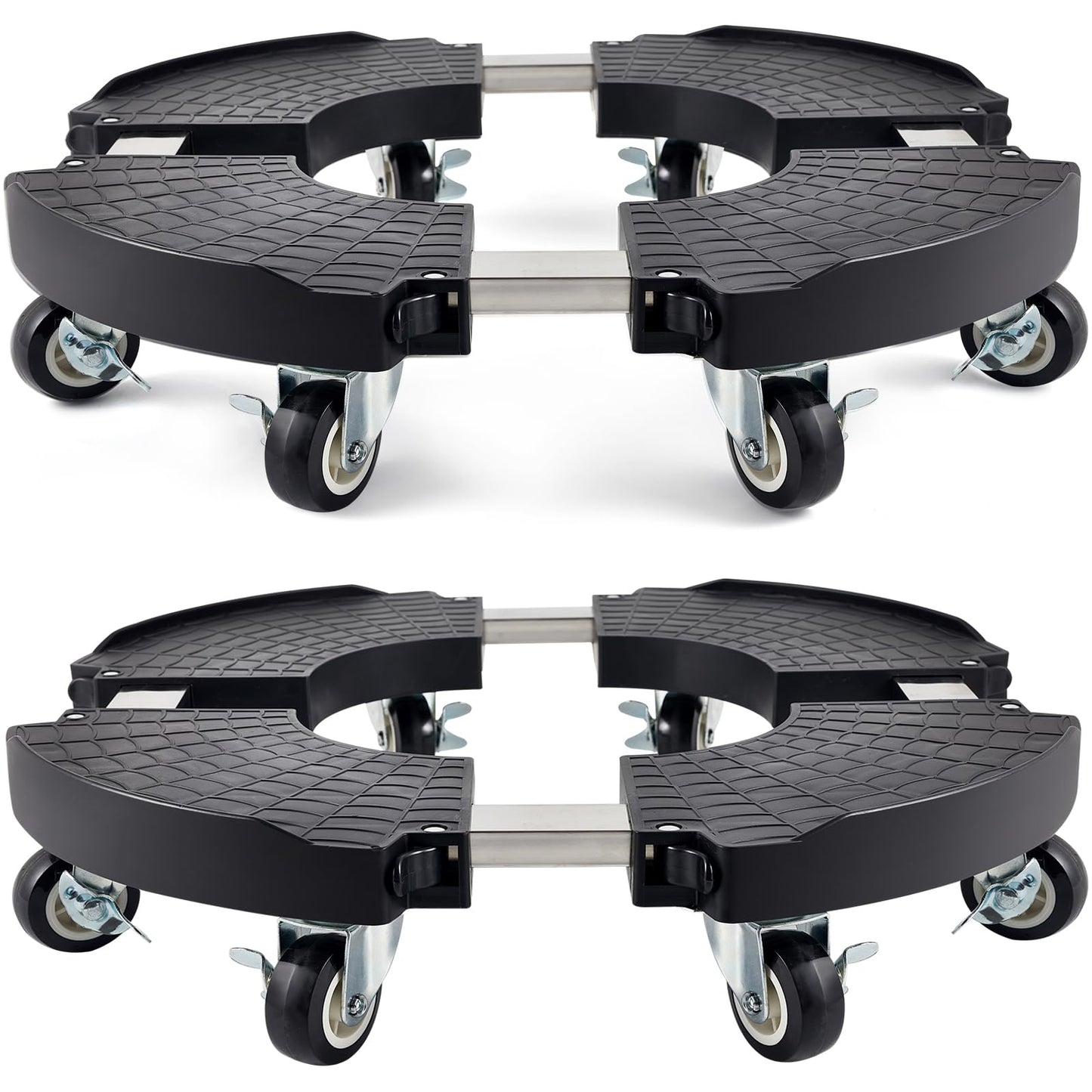 TreeGun 2 Pack Plant Caddy with Wheels Heavy Duty with 8 Lockable Casters, Rolling Plant Stand Adjustable for 8inch-22inch Outdoor Indoor Large Plant, Plant Stand with Wheels 500lbs Capacity