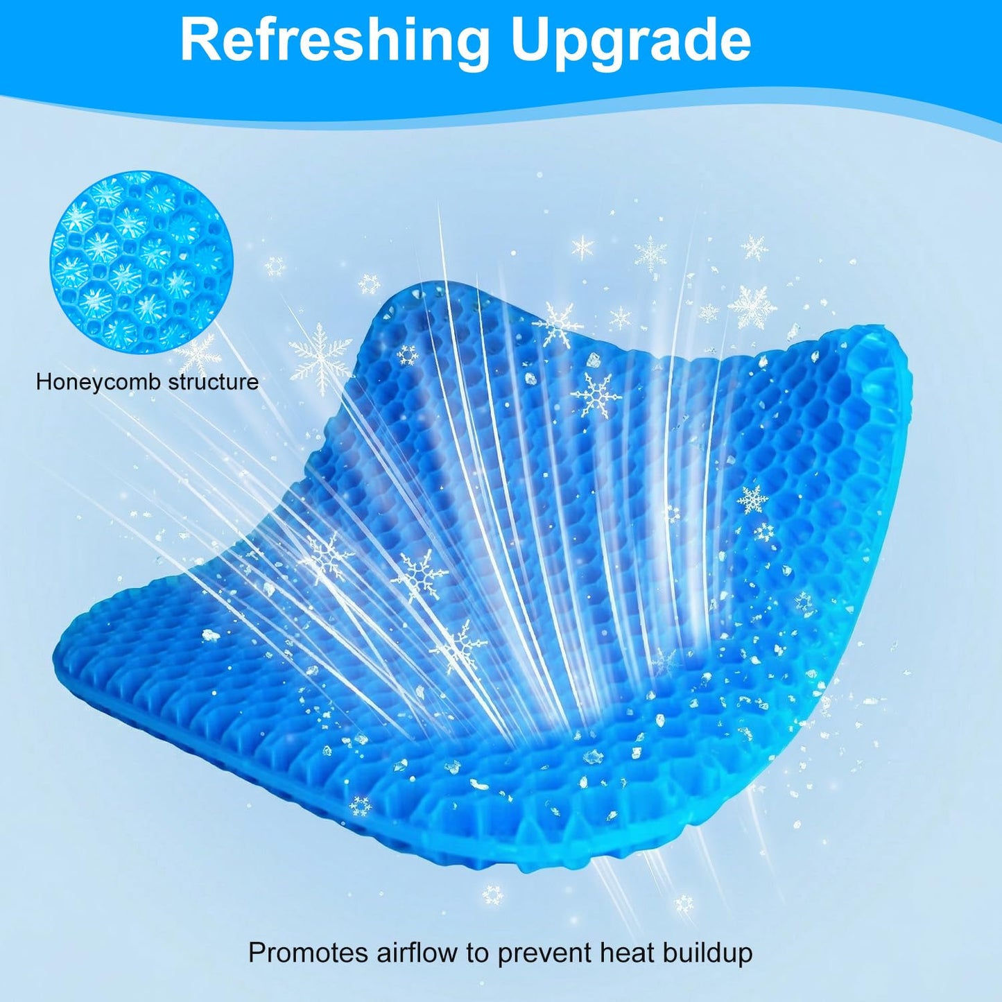 Gel Seat Cushions for Long Sitting with Handle,Seat Pads for Back Sciatica Tailbone Pain Pressure Relief with Non-Slip Cover,Chair Pads for Car Seat Driver,Office Desk,Wheelchair -Blue- 45 x 45cm