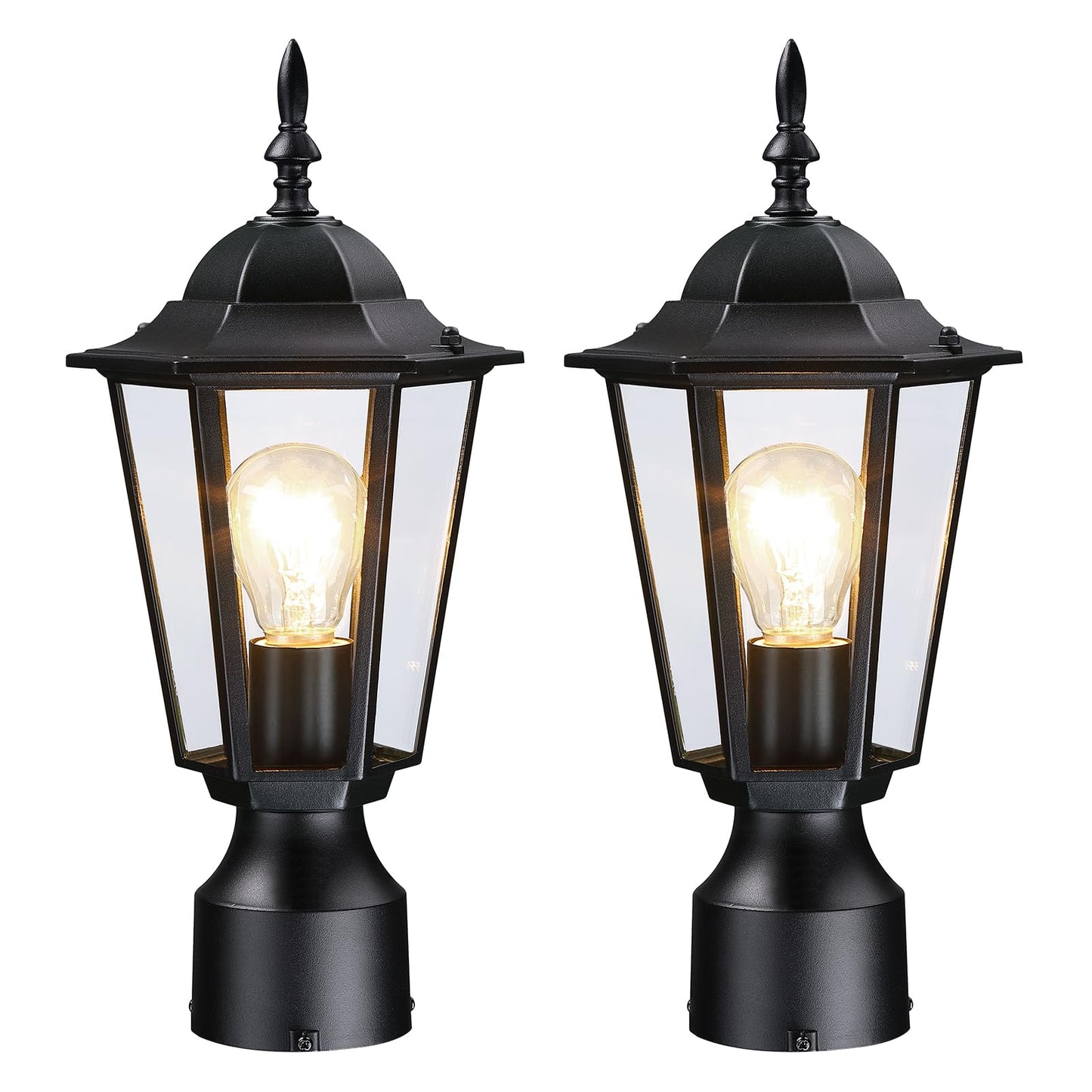 YSN Outdoor Post Lights 2 Pack, Black Outdoor Lamp Post Light Fixture, Waterproof Pole Lights Outdoor Column Lights, Outdoor Pillar Lights for House Garage Yard Pathway, Not Included Base