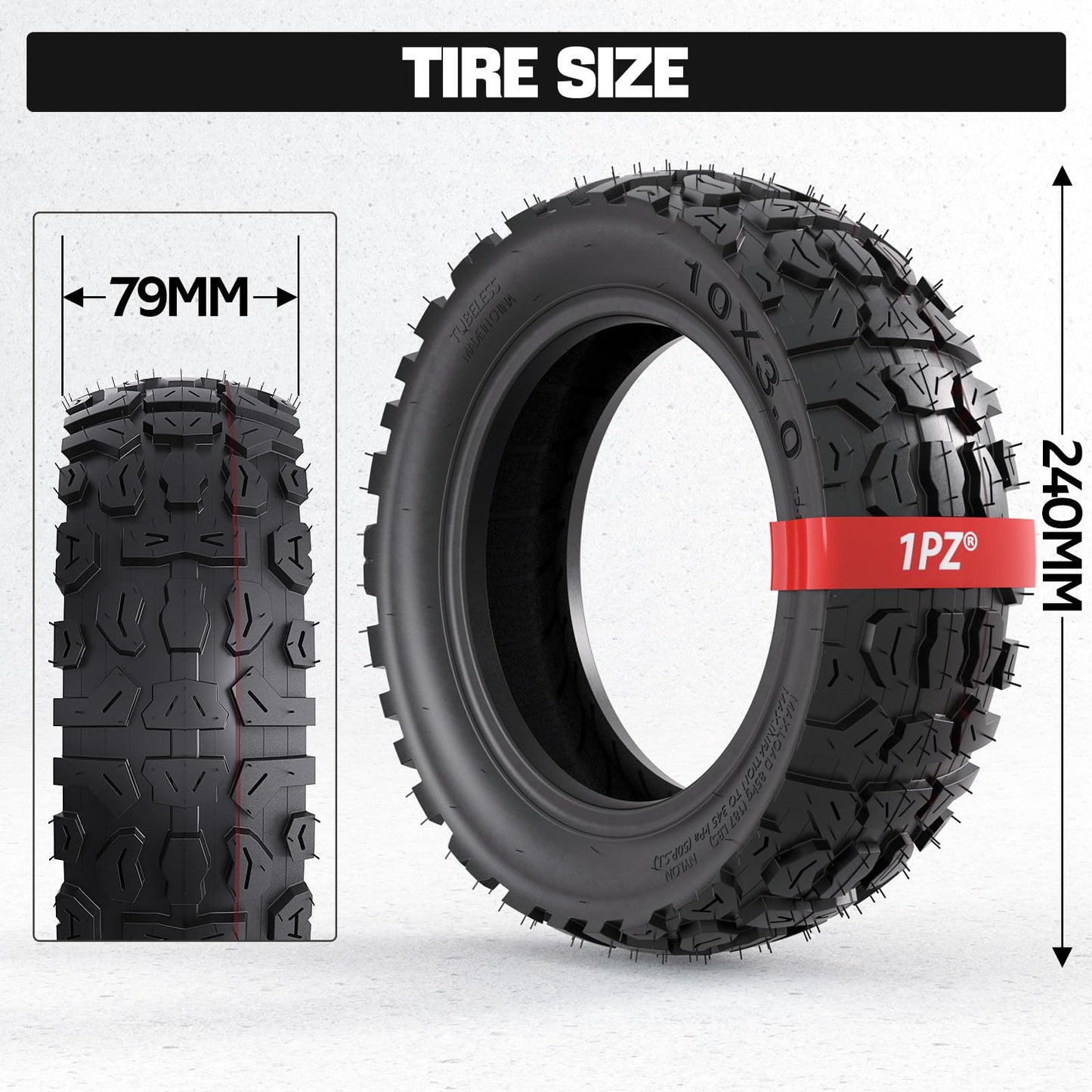 1PZ ESD-TA1 10 Inch Inner Tube and Tire 10x3.0 Off Road City Road Tire Inner Tube set Replacement for Electric Scooter