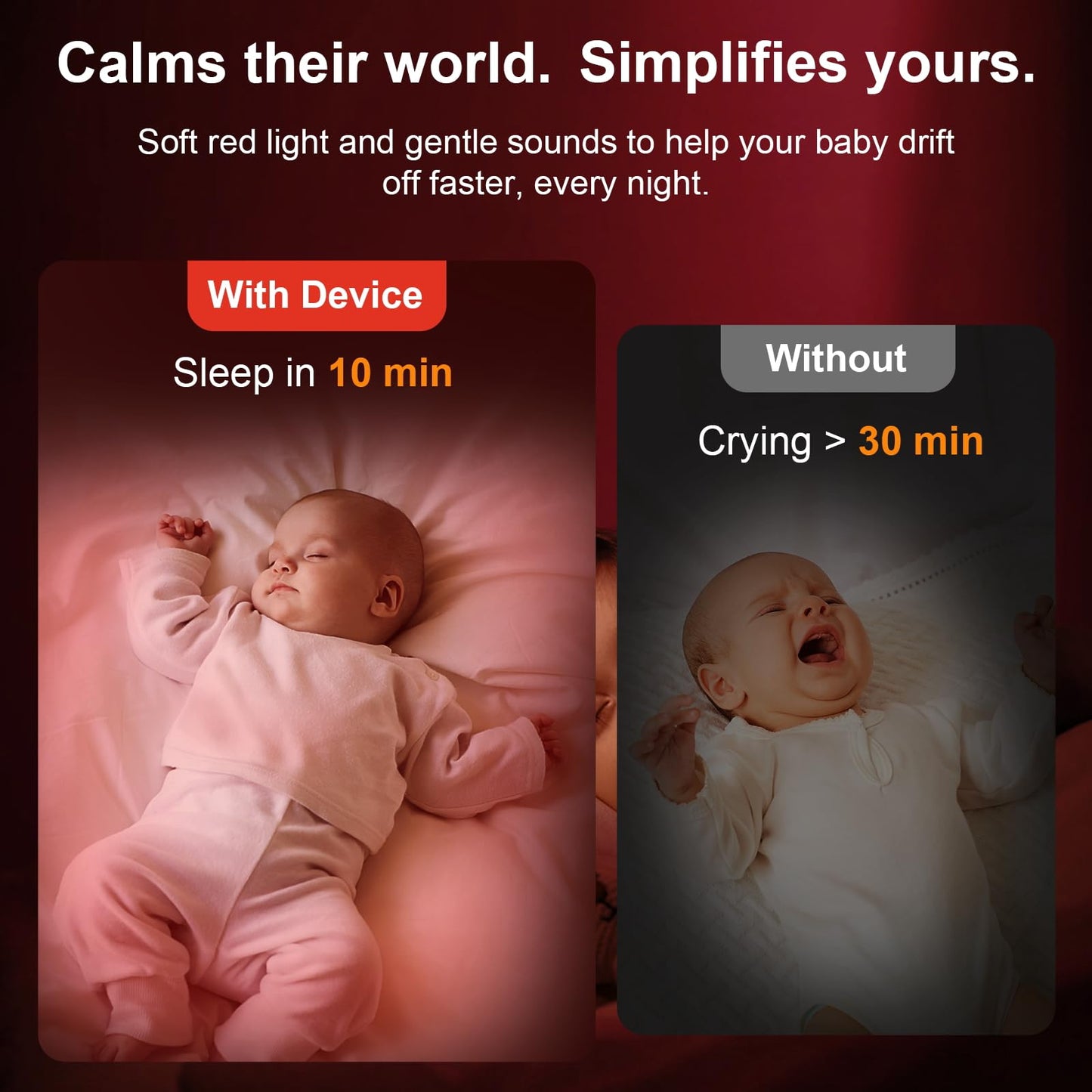 Red Light Sleep Sound Machine โ Night Light for Bedroom with 5-Level Red Light Therapy (620โ690nm), 32 White Noise & Nature Sounds, Smart App Control, Timer & Wake-Up Alarm Clock