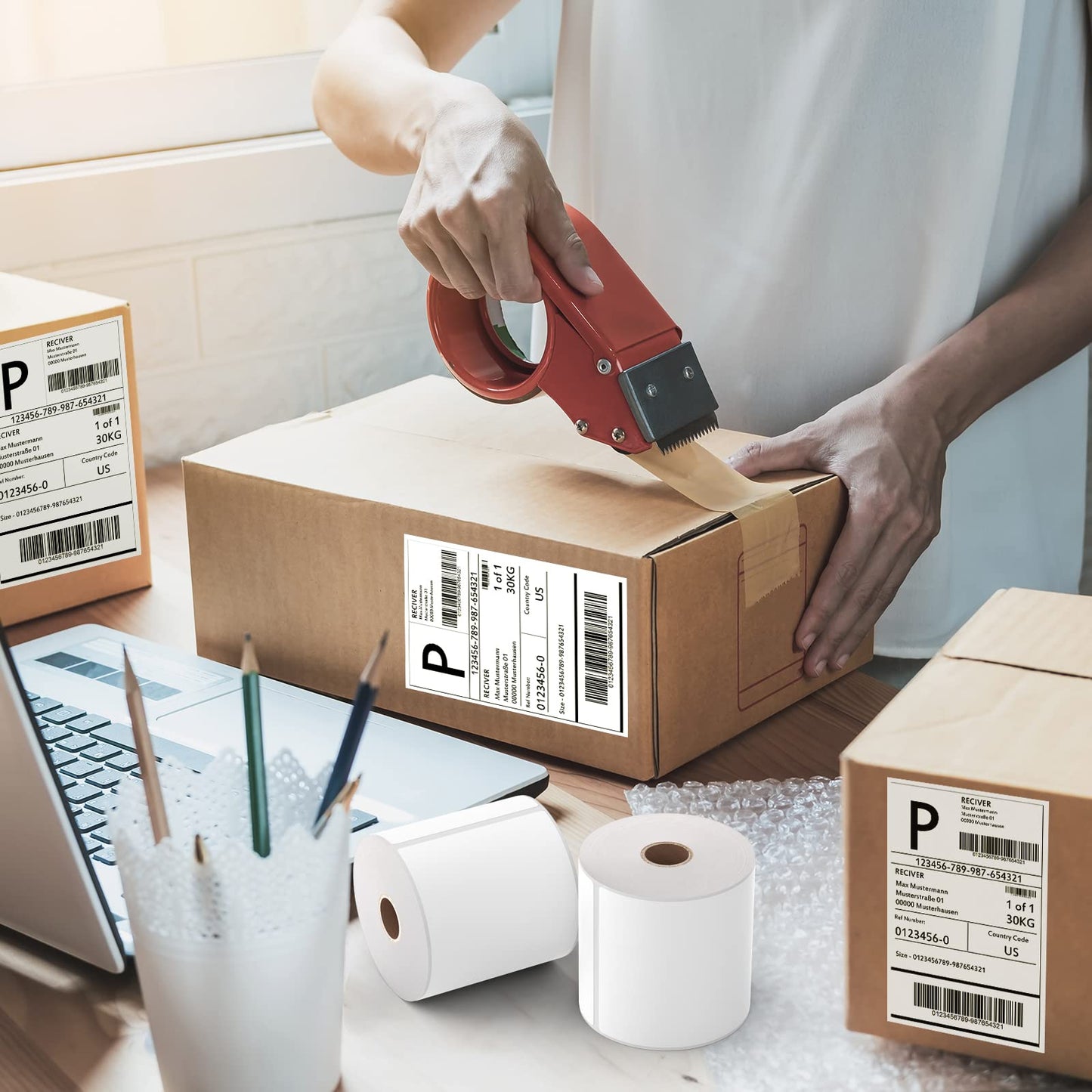 BESTEASY 4X6 Direct Thermal Labels, 4 Rolls of 450 Thermal Shipping Labels, Address Mailing Postage Label Compatible with Zebra 2844 Zp-450 Zp-500 Zp-505