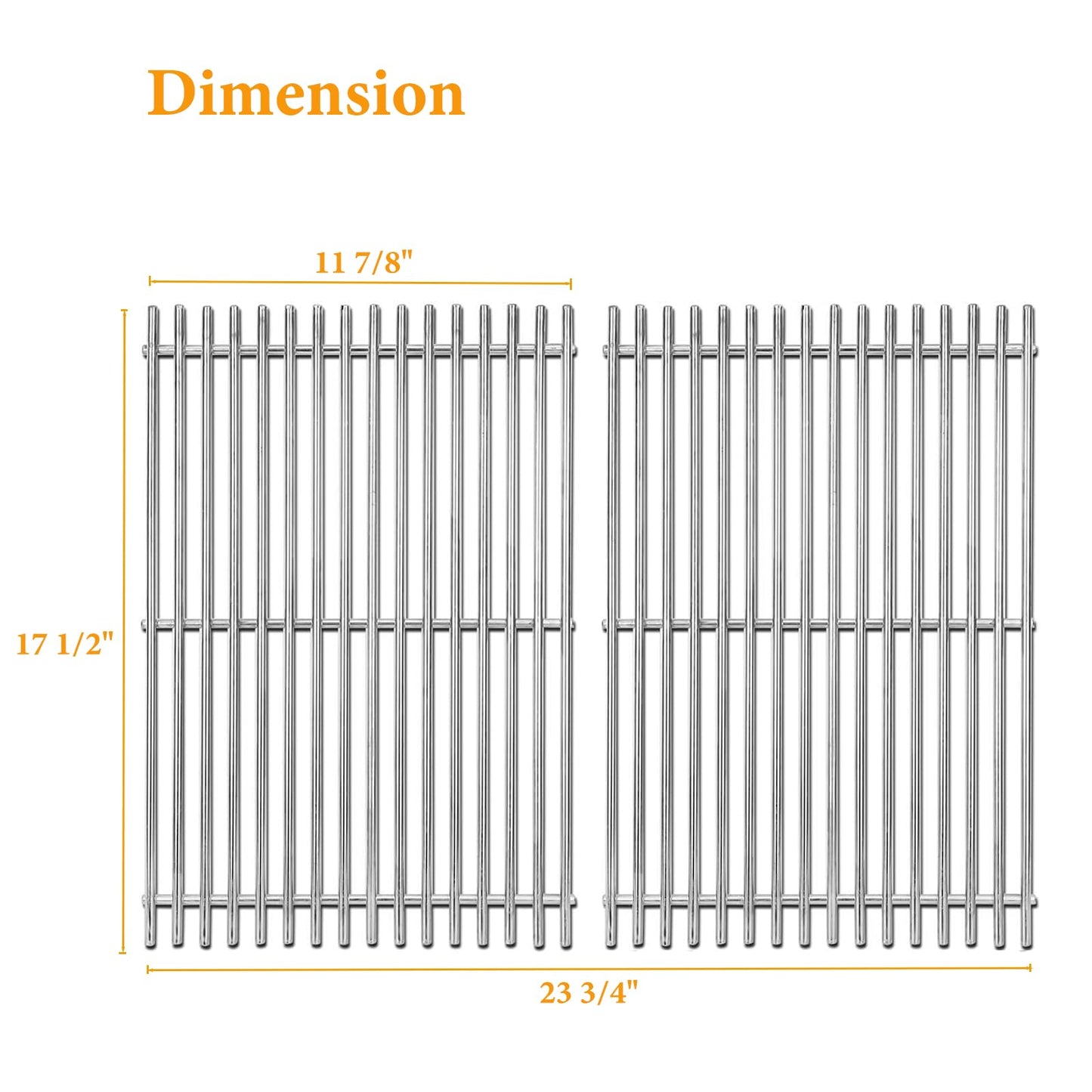 7638 Cooking Grid Grate for Weber Spirit E-310 E-320 S-310 300 Series Spirit II E-310 SP320 Spirit 700 Genesis Silver B/C, Genesis Gold B/C 46510001 47510001 45010001 49010001(2 Pack,Stainless Steel)