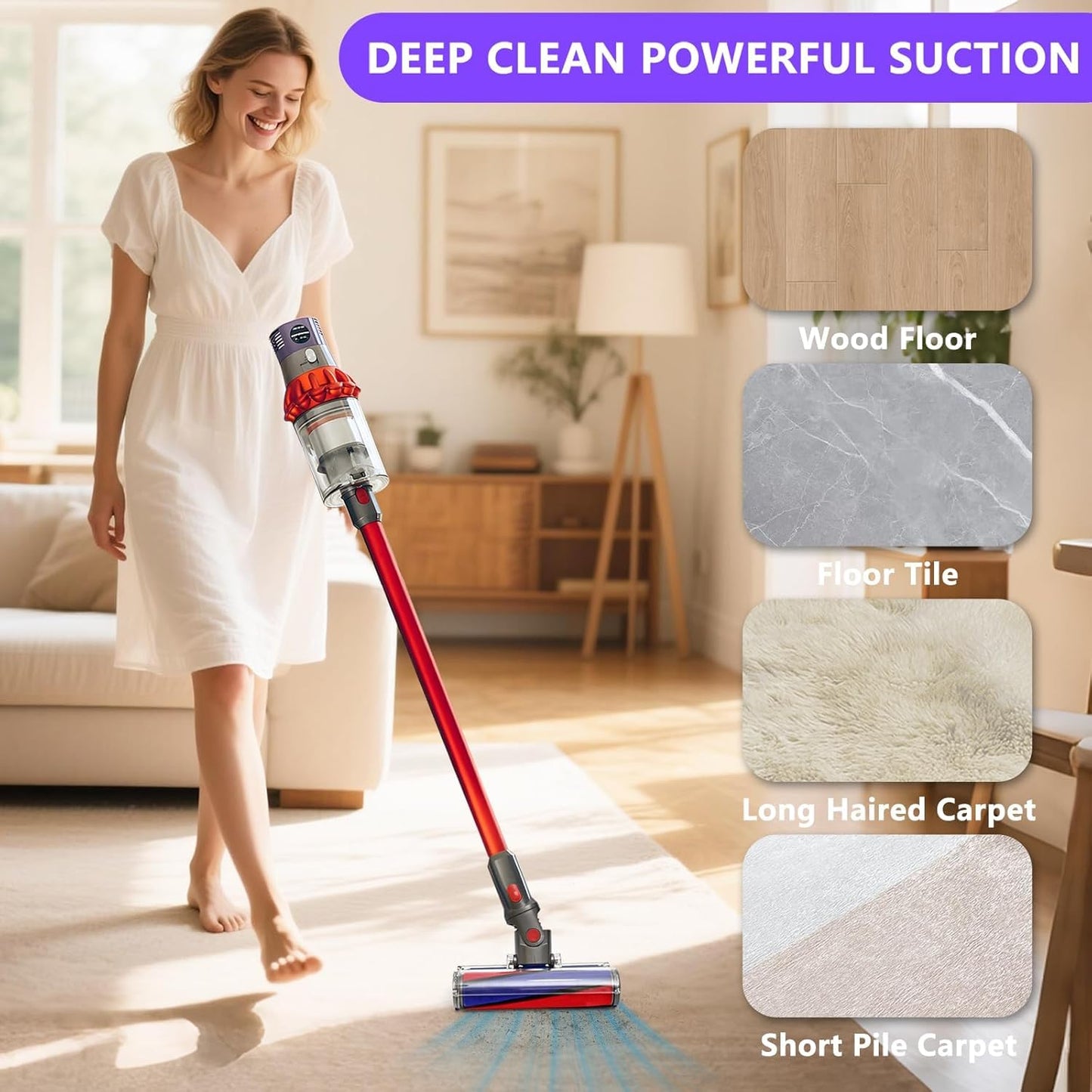 Soft Roller Cleaner Head Replacement for Dyson V10 V11 V15 V8 V7 Cordless Vacuum Cleaners, Quick Release Vacuum Head Replacement Attachments Parts Accessories for Dyson, Gentle on Hard Floors