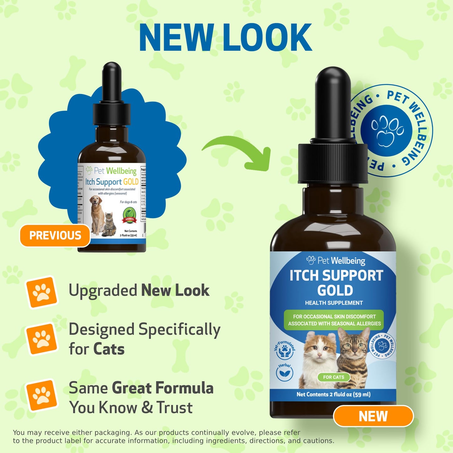 Pet Wellbeing Itch Support Gold for Cats - Occasional Itching, Scratching, and Hot Spots, Environmental and Seasonal Allergies, Dong Quai - Veterinarian-Formulated Herbal Supplement 2 fl oz (59 ml)