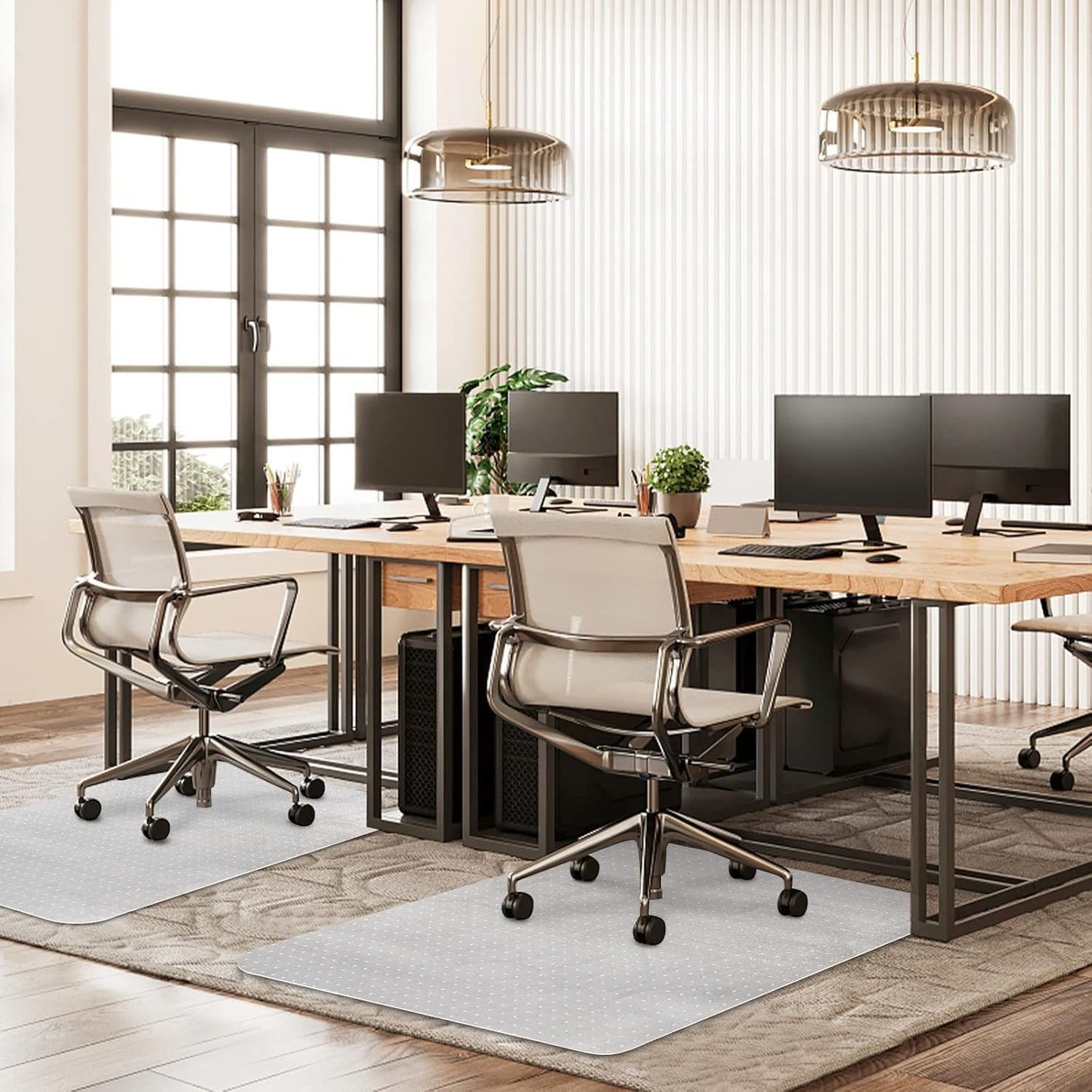 SHAREWIN Office Chair Mat for Carpet Floors, Desk Mats 48"X36" for Rolling Desk on Low Pile Carpets, Rectangle Computer Gaming Plastic Floor Mats for Office Chair on Carpet, Flat Without Curling