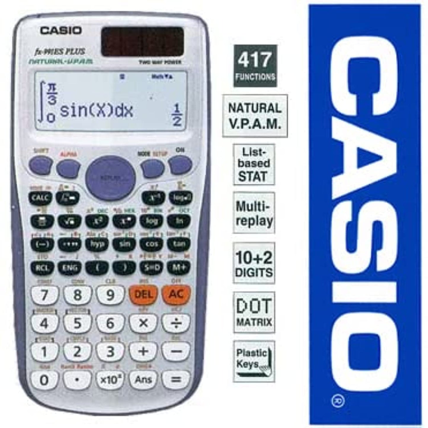 Casio FX 991 ES Plus Calculator, Black/White, scientify