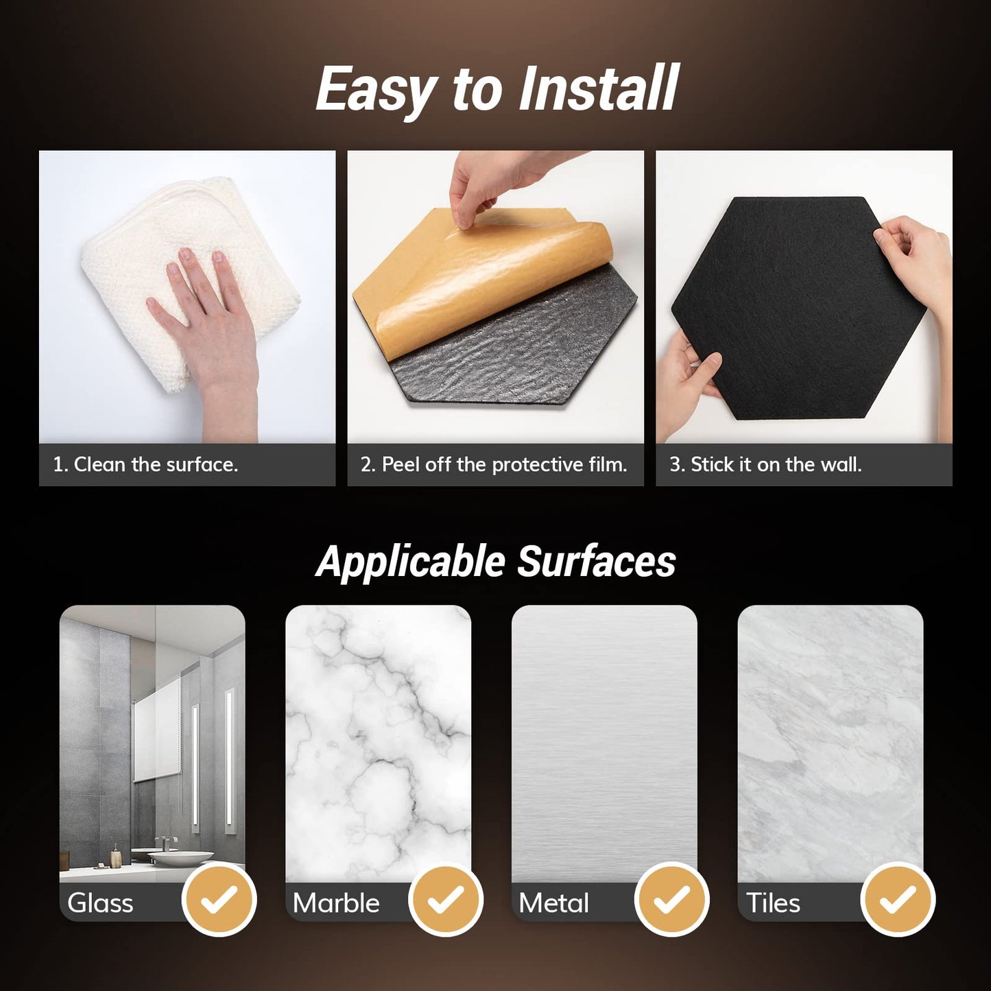TONOR 12 Pack Sound Proof Panels, Self-adhesive Acoustic Panels, High Density Soundproofing Panels, Acoustic Wall Panels in Home, Office, Recording, Podcasting, 12"x 10"x 0.4", Black