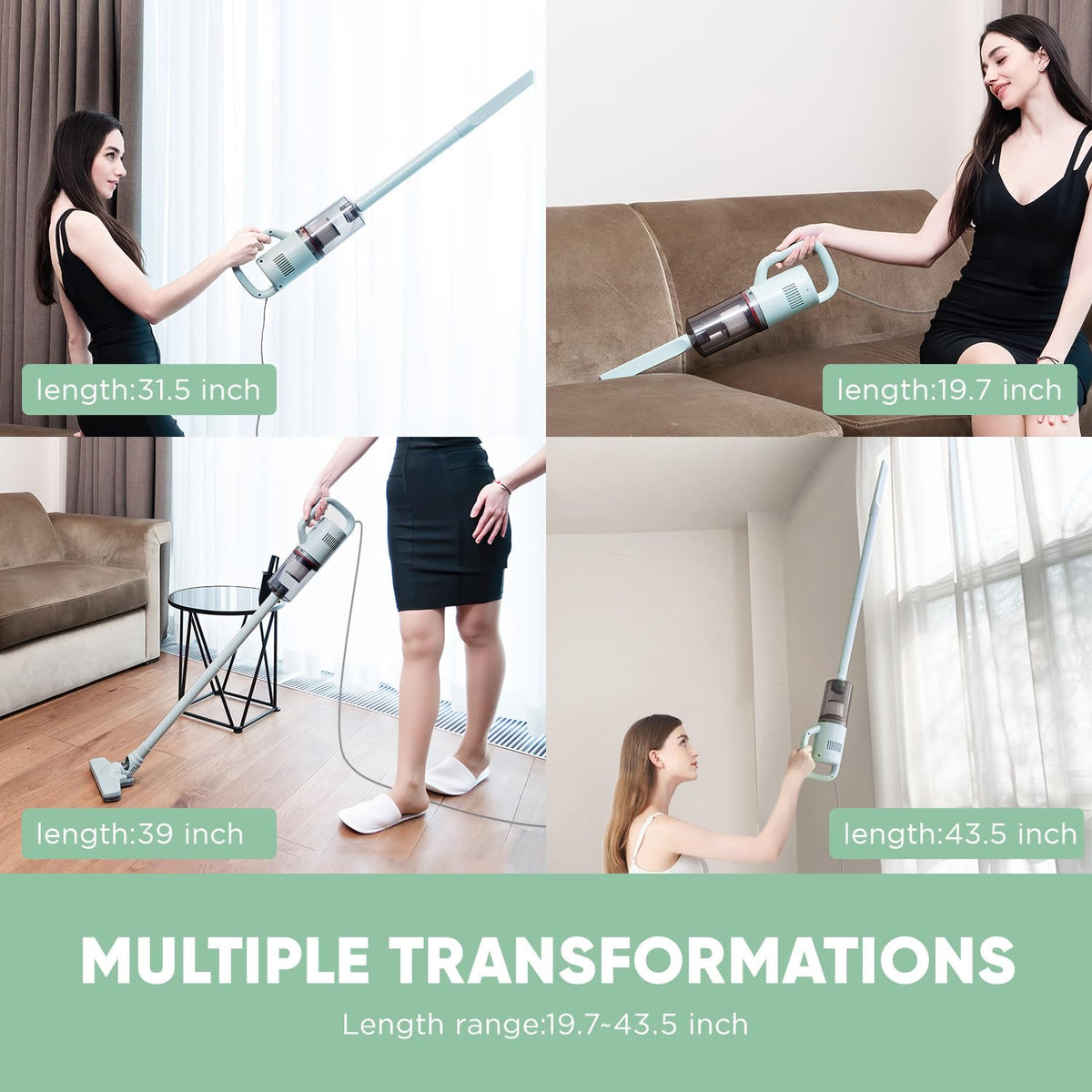 KEROMEE Corded Stick Vacuum Cleaner, 14kpa Powerful Suction Handheld Vacuum Cleaner with Crevice Tool, Small Vacuum Cleaner for Hardwood Floor Pet Hair Staircases Sofa Window