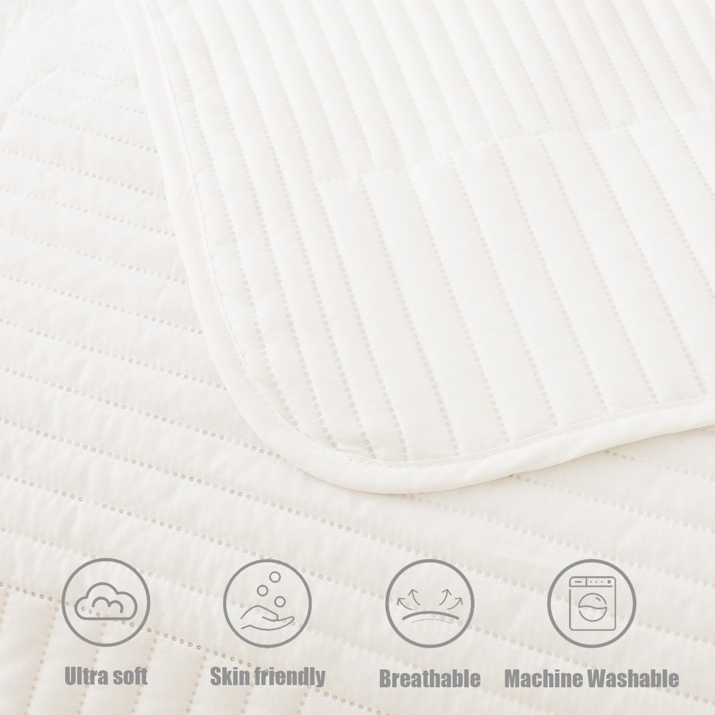 Whale Flotilla Ultra Soft Queen Quilt Bedding Set, Lightweight White Quilts Bedspreads Full Size, Ultrasonic Geometric Coverlet Bed Cover for All Seasons (1 Quilt, 2 Pillow Shams)