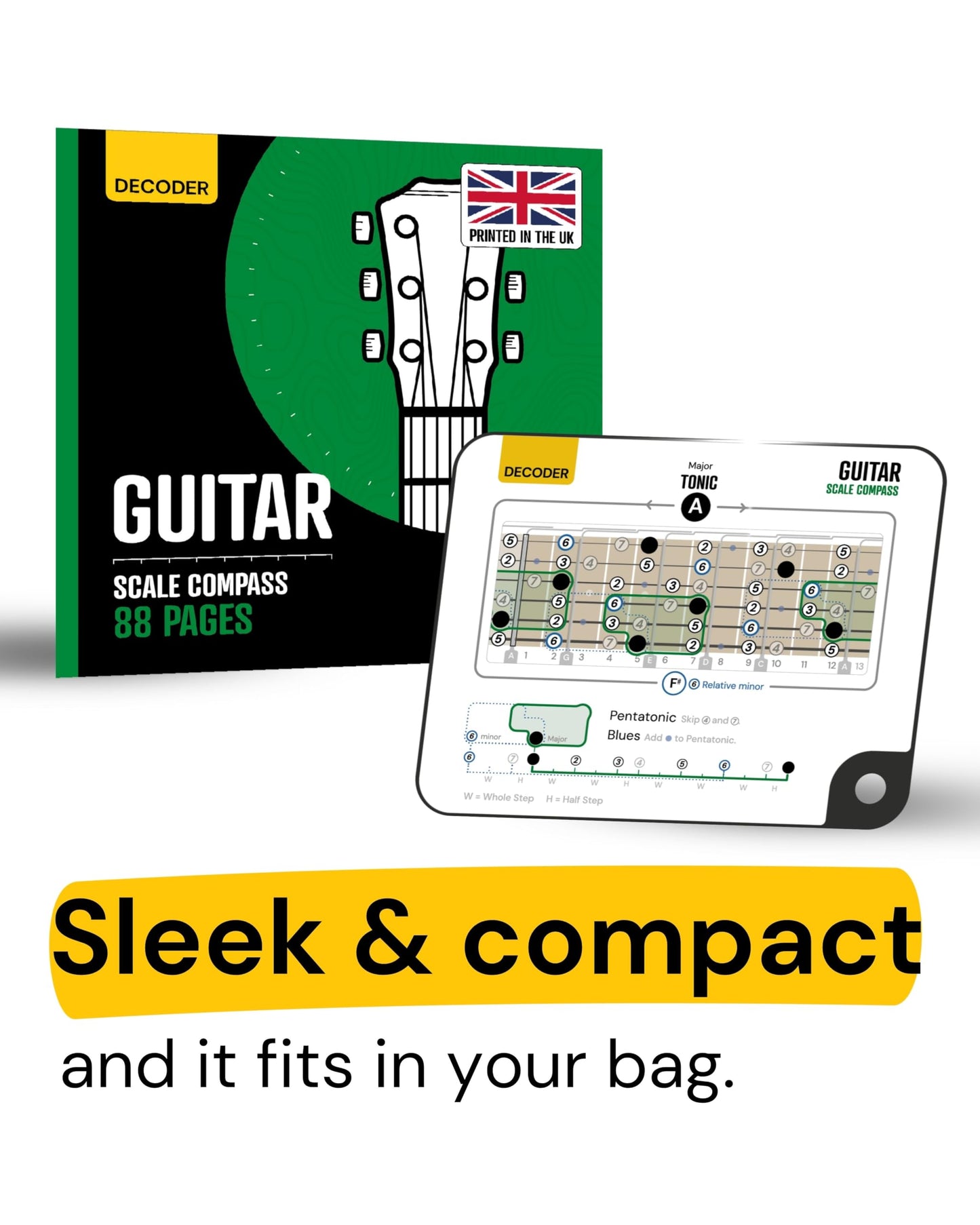 Noisy Clan Guitar Scale Compass - Master Soloing Patterns & Fretboard Logic - Essential Tool to Learn Guitar for Beginners Adults - Portable Sliding Decoder & 88-Page Scales Book