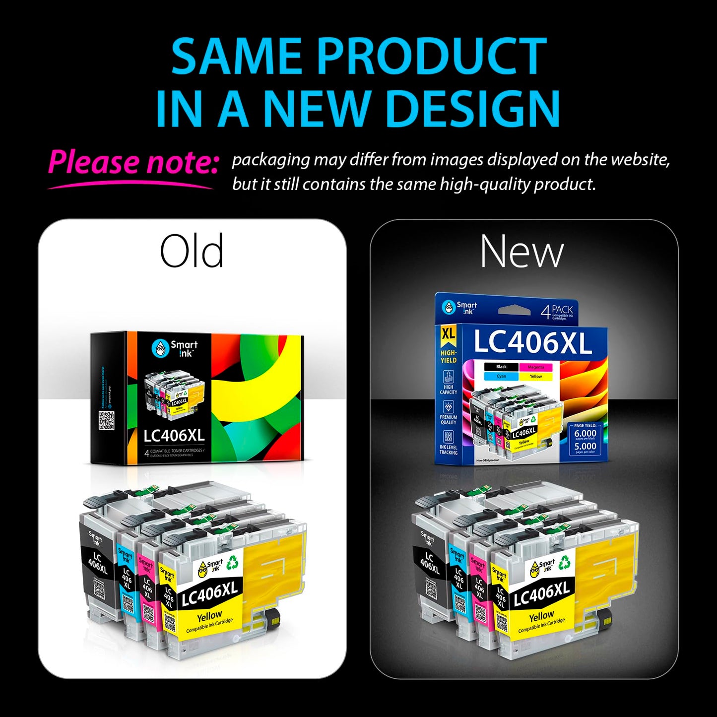 Smart Ink Compatible Ink Cartridge Replacement for Brother LC406 XL LC406XL LC 406 4 Combo Pack to use with MFC-J4335DW MFC-J5855DW MFC-J6555DW MFC-J4535DW MFC-J6955DW (Black, Cyan, Magenta, Yellow)