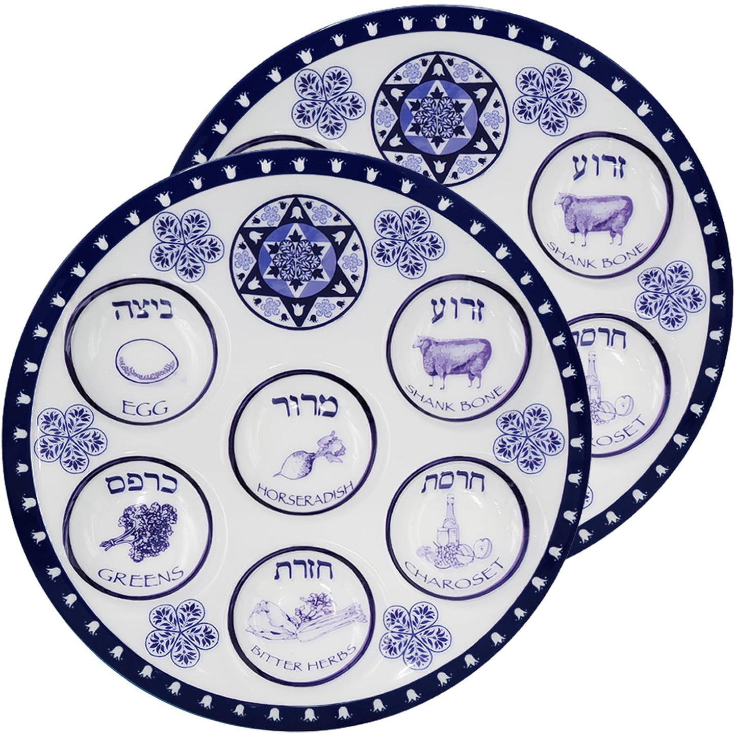 The Dreidel Company Disposable Passover Seder Plate Deluxe Quality Plastic 10" Disposable Plates (Renaissance Design, 25-Pack)