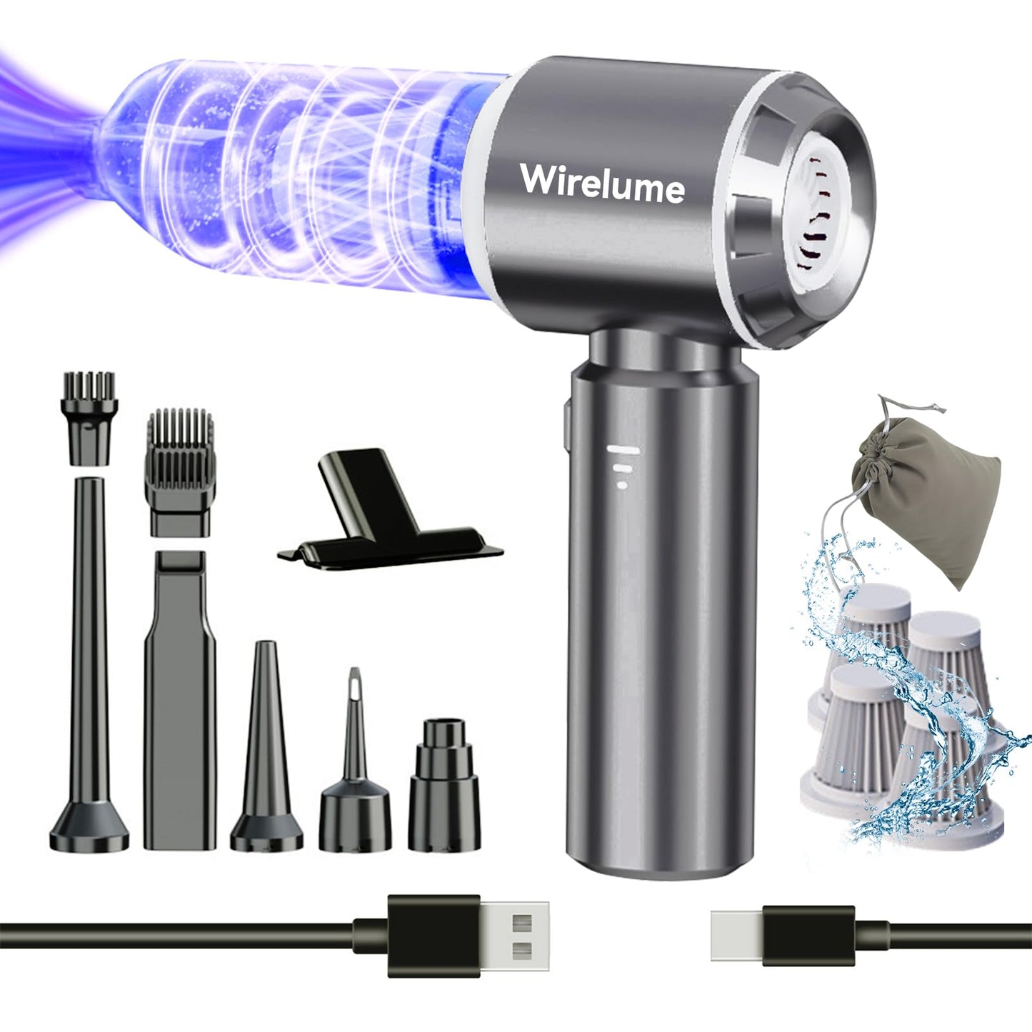 Handheld Car Vacuum Cleaner Cordless 22000Pa Strong Cyclonic Suction Blowing Brushless Motor Cordless Portable Mini Car Vacuum Powerful Rechargeable Lightweight for Pet Hair Vehicle Home Office Grey