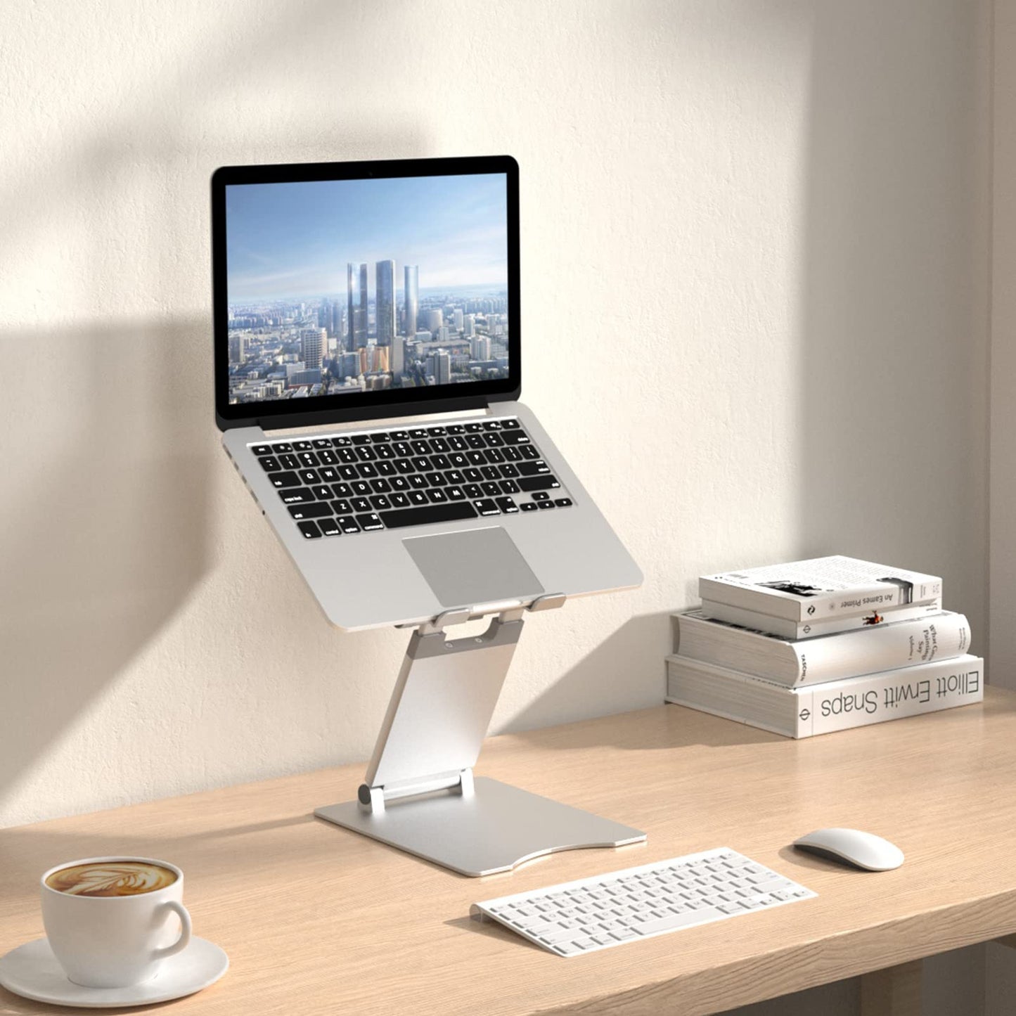 SHOPPINGALL Hight Adjustable and Foldable Laptop Stand, Ergonomic and Portable Aluminum Laptop and Tablets Riser for Desk, Fits All Laptops and Notebooks and Tablets up to 17 Inch - SA-LS4