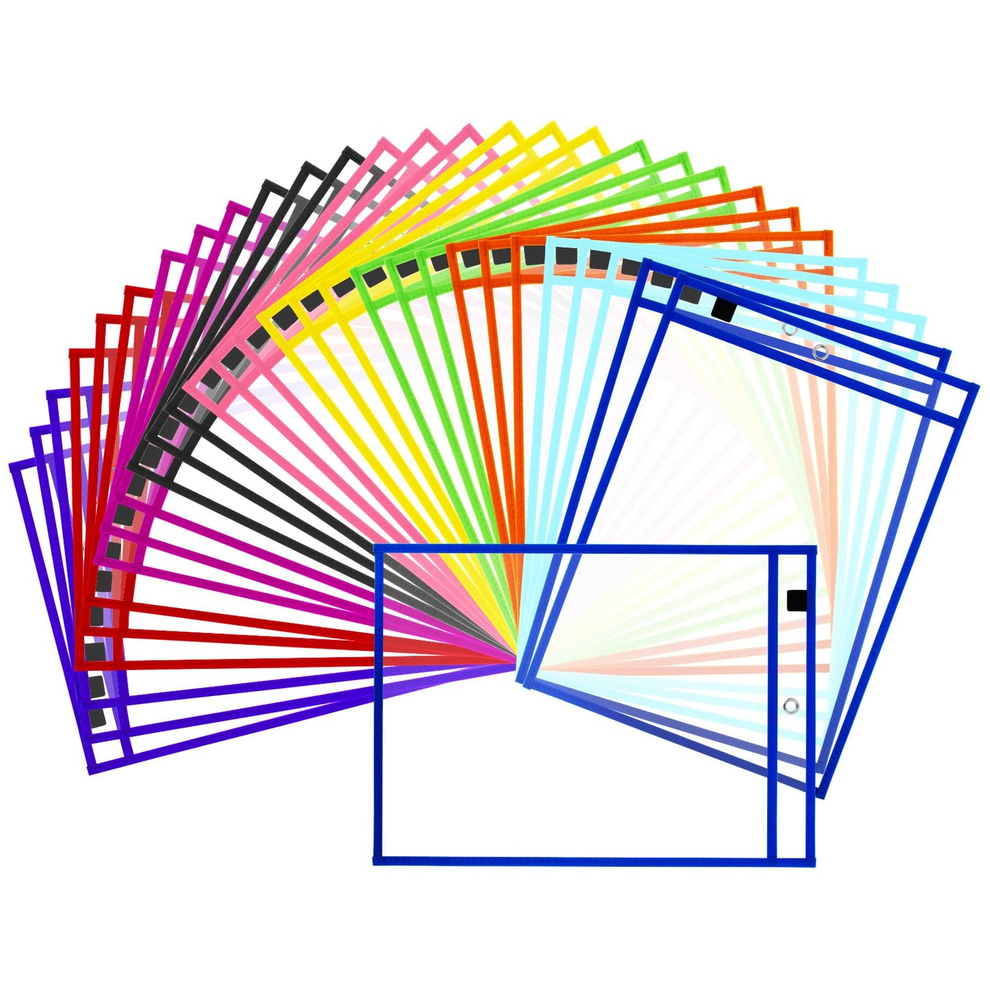 EEHZTSI 30 Packs Dry Erase Pocket Sleeves, Reusable Clear Plastic Classroom Pocket, 10x14 Inch Ticket Holders, Plastic Sleeves for School/Office Organization