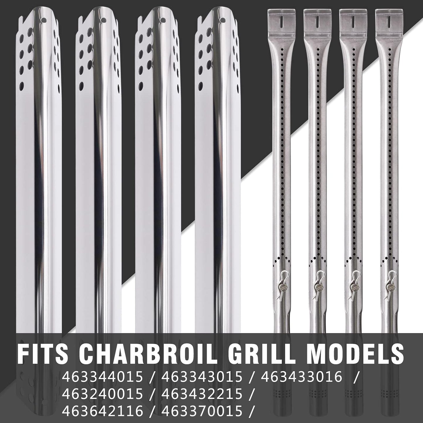 BBQ Parts for CharBroil Advantage 466343015 466433016 466240115 463344015 463240015 466642015 Grill Models, Barbecue Grill Heat Shield Plate, Barbecue Burner & Igniter, Crossover Tube