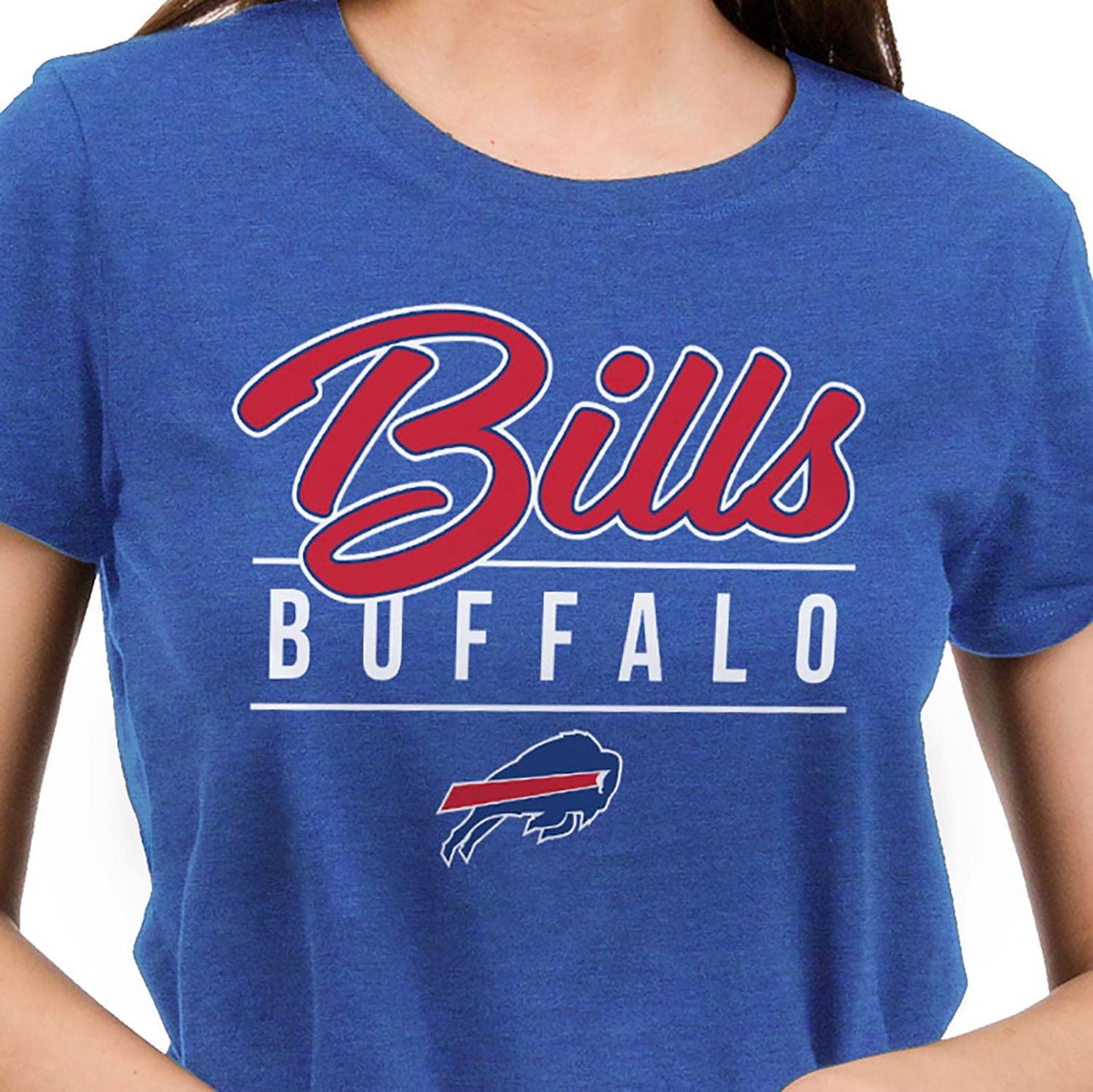 Junk Food Clothing x NFL - Women's Fan Favorite Short Sleeve Fan Shirt - Officially Licensed NFL Appare Blue