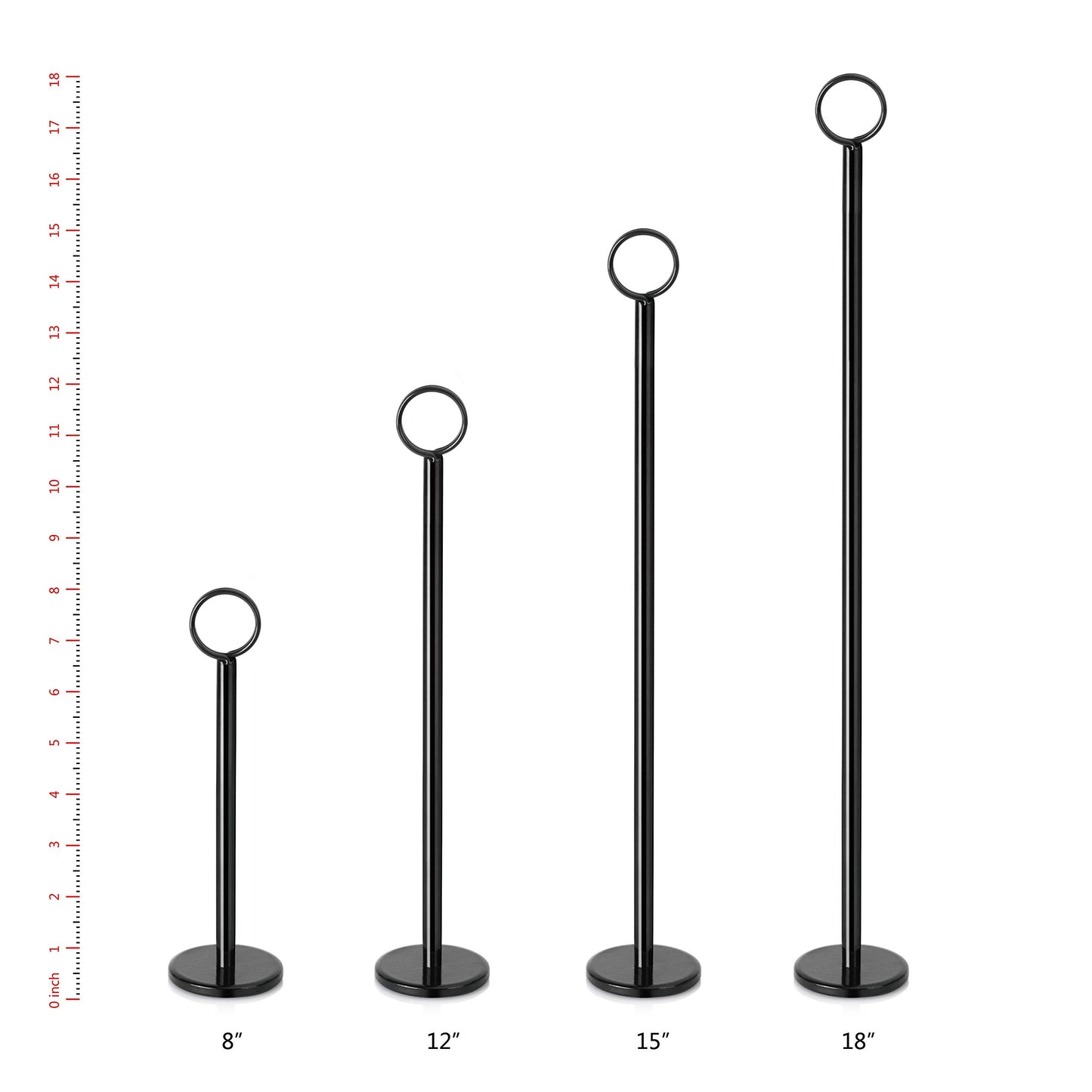 New Star Foodservice 27709 Ring-Clip Table Number Holder/Number Stand/Place Card Holder, 8-Inch, Set of 12, Black Finish