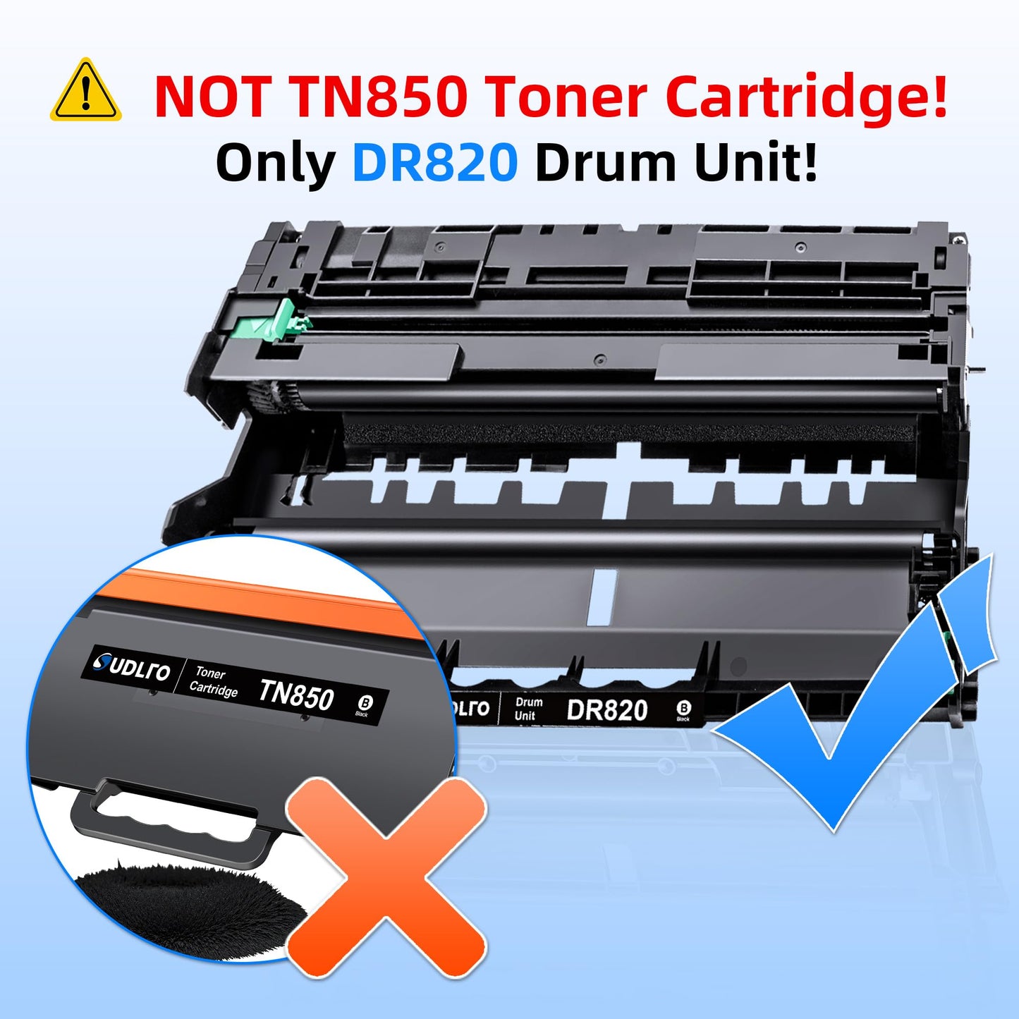 SUDLTO DR820 Drum Unit DR820 Replacement for Drum DR820 DR-820 to Compatible with HL-L6200DW MFC-L5850DW HLL6200DW MFC-L5900DW MFC-L5700DW HL-L5200DW MFC-L6800DW (2 Black, Not Toner)