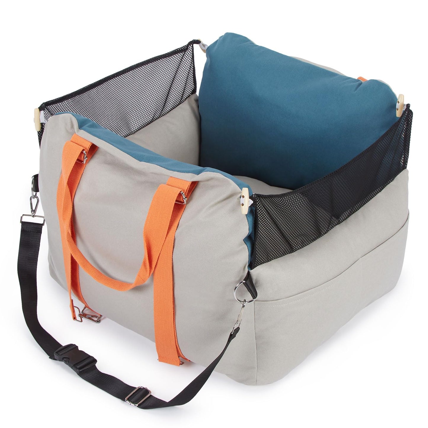 Ownpets Small Dog Car Seat, Dog Bed Car Seat with Elevated Design, Safety Belt, Puppy Seat for Car with Fixed Buckle, Waterproof & Scratch-Resistant, Pet Travel Carrier Bed Up to 25lbs