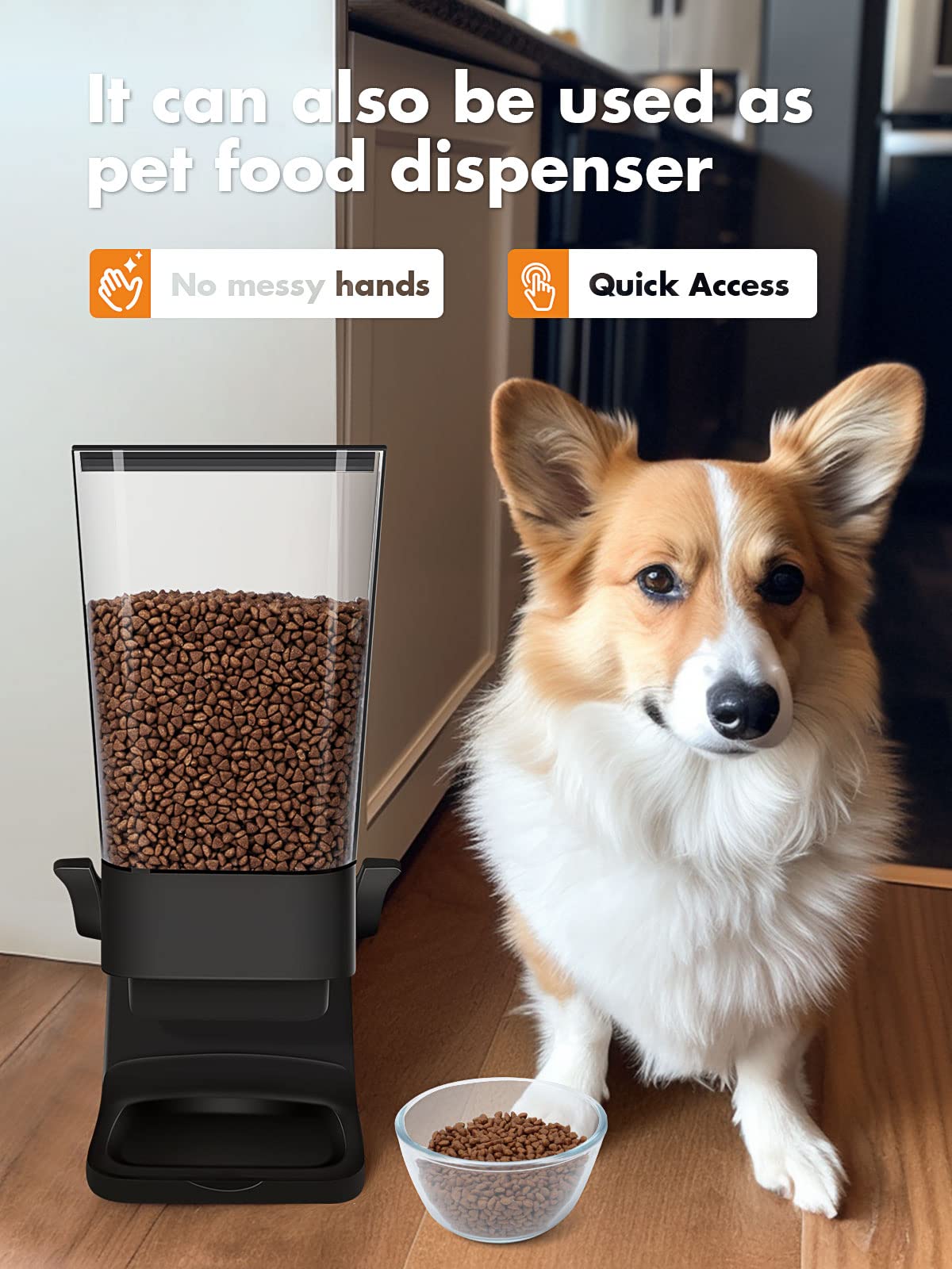 Tokokimo Cereal Dispensers Countertop, Dry Food Dispenser Storage Container Organizer for Granola, Cereal, Dry Food, Cat Food, Black(2 Pcs)