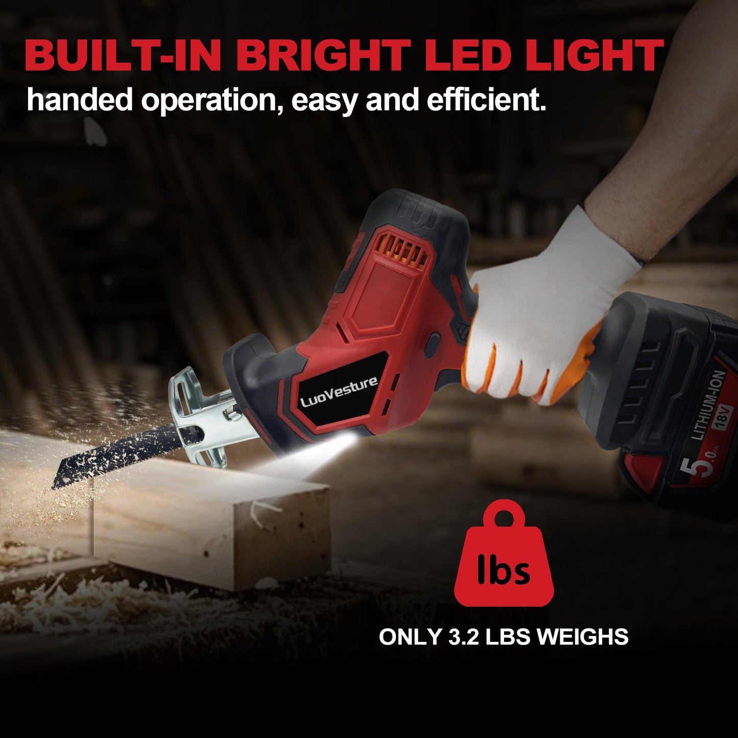 Cordless Reciprocating Saw for Dewalt 20V Battery,Brushless Motor Power Sawzall,0-3500 SPM Variable Speed,Tool-Free Blade Change, 4 Saw Blade Potable Recipro kit for Wood/Metal/PVC Cuts - Tool Only
