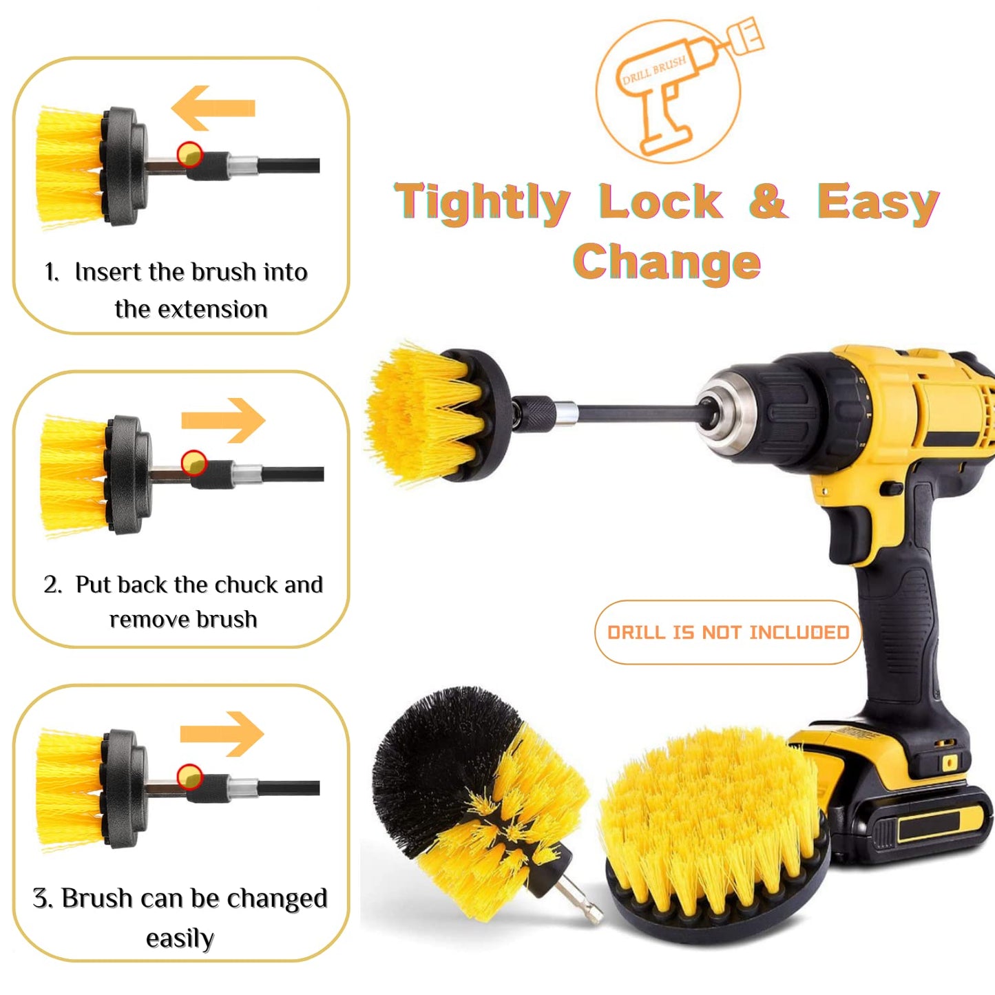22 Pcs Drill Brush Set, Drill Scrubber Brush Kit Includes All Purpose Drill Brush, Scrub Pads & Sponge with Extend Attachment, Buffing Pads for Car Surfaces