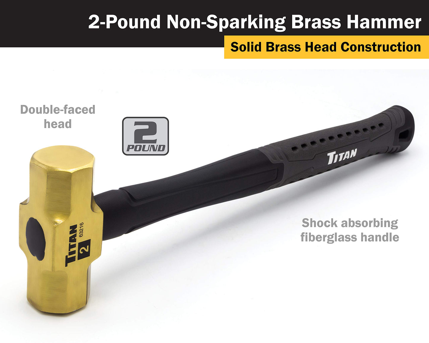 Titan Tools TIT63216 63216 2Lb Brass Non-Sparking Hammer