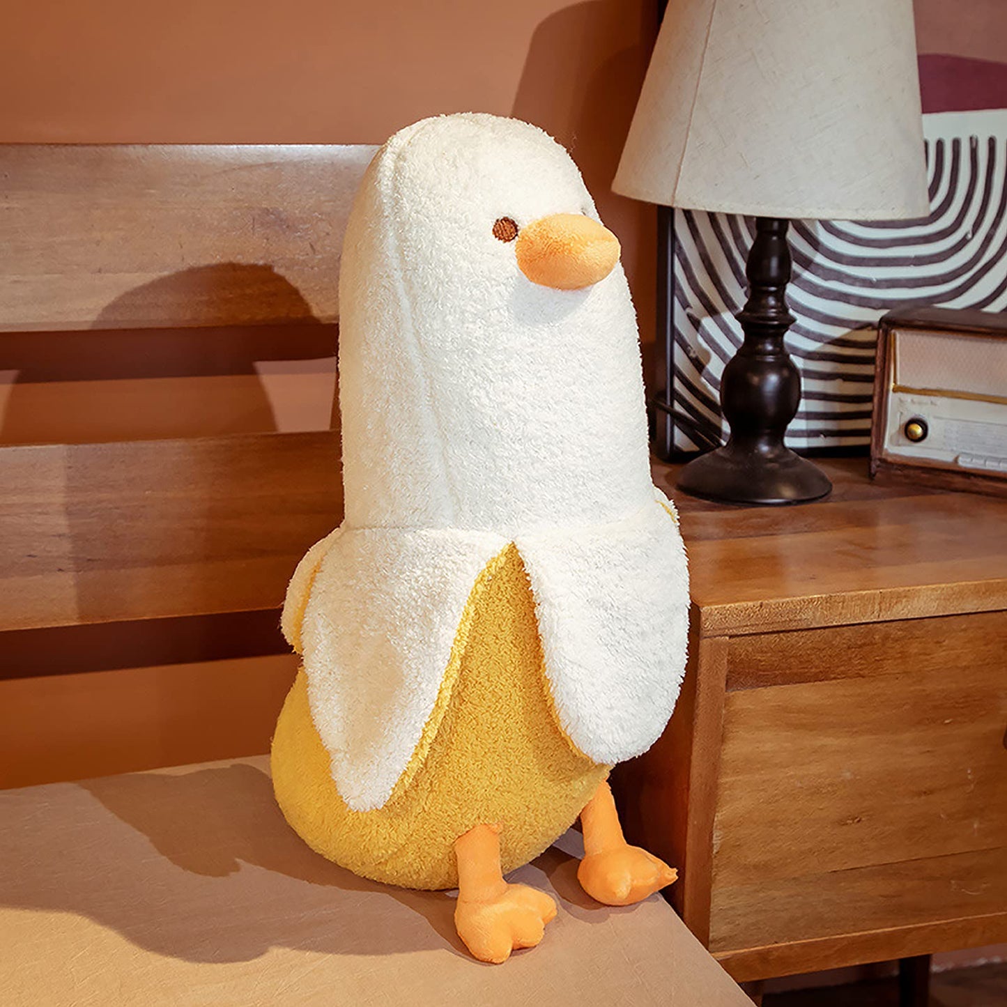 PEACHCAT Banana Duck Plush Toy Cute Plushie Hugging Plush Pillow Duck Stuffed Animal for Girls and Boys White 35.4"