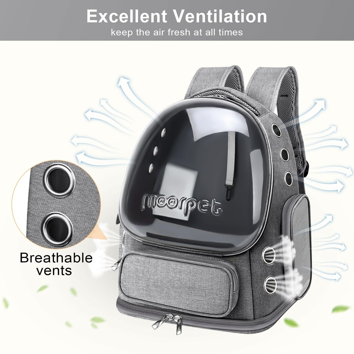 Cat Backpack Carrier, Breathable Carrier Backpack Large Space Bubble Backpack for Kitty Small Dog, Foldable Airline Approved Cat Backpack, Transparent Cat Travel Backpack Up to 20 lbs (Grey)