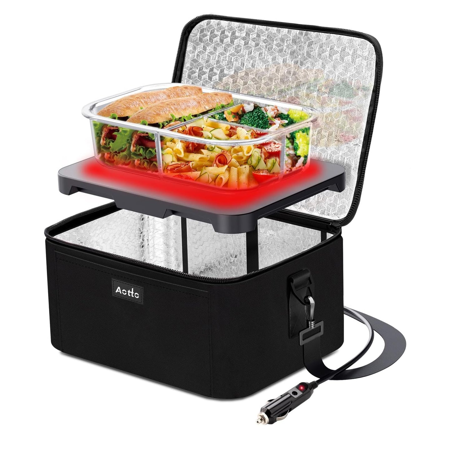 Aotto Electric Lunch Box Food Heater, 12V/24V Car Food Warmer, Portable Oven Heated Lunch Box for Adults - Cook, Reheat & Keep Meals Warm for Vehicle, Truck, and Travel