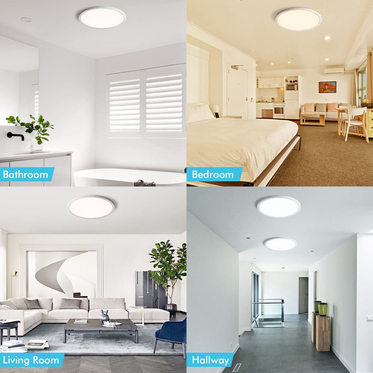 28W 3CCT Flush Mount LED Ceiling Light Fixtures Dimmable 12Inch, 3200LM Bright LED Ceiling Lights, 3000K/4500K/6000K, Low Profile Slim White Lamps for Bathroom Bedroom Kitchen Hallway, 2 Packs