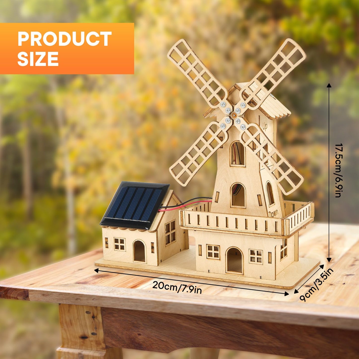 STEM Solar-Powered 3D Wooden Puzzle Kit - DIY Dutch Windmill House Building Toy | Educational Science Craft for Kids 8-15 & Adults | Hands-On Creative Model Project