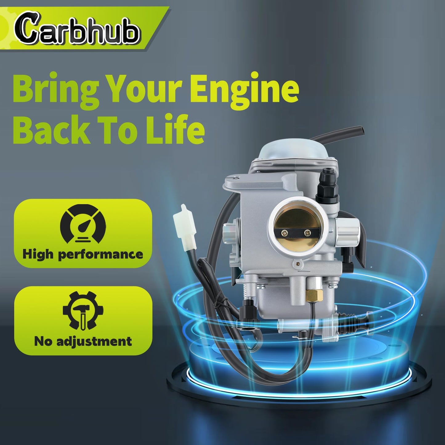 Carbhub Carburetor for Honda Foreman 450 TRX 450 TRX450ES TRX450FE TRX450FM TRX450S 1998-2004 Aftermarket Carb with Throttle Base Cover & Screw