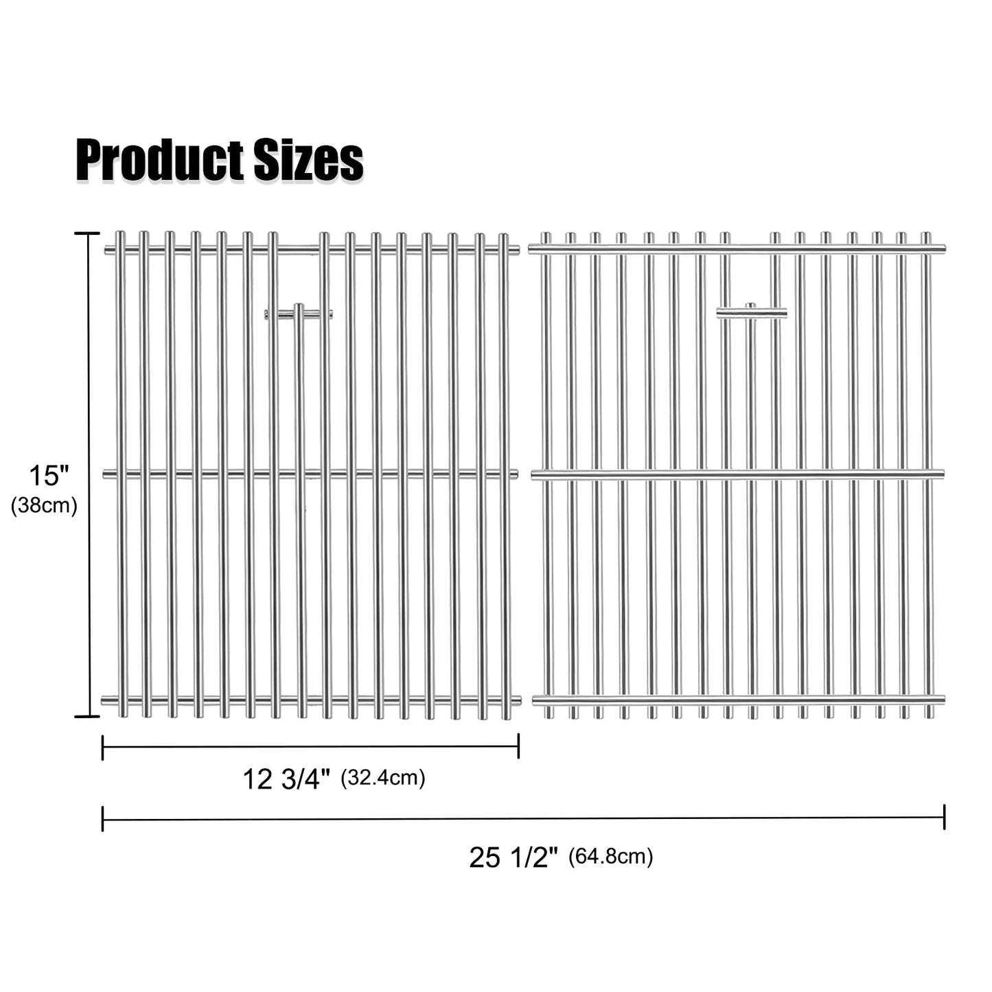 BBQSAVIOR SG57 BBQ Grates for Broil King Signet 20, 70, 90, 320 (2007 and Newer), Broil Mate, Huntington Replacement Parts 18652 Stainless Steel Cooking Grates Grids 15 inch x 12 3/4 inch, 2-Pack