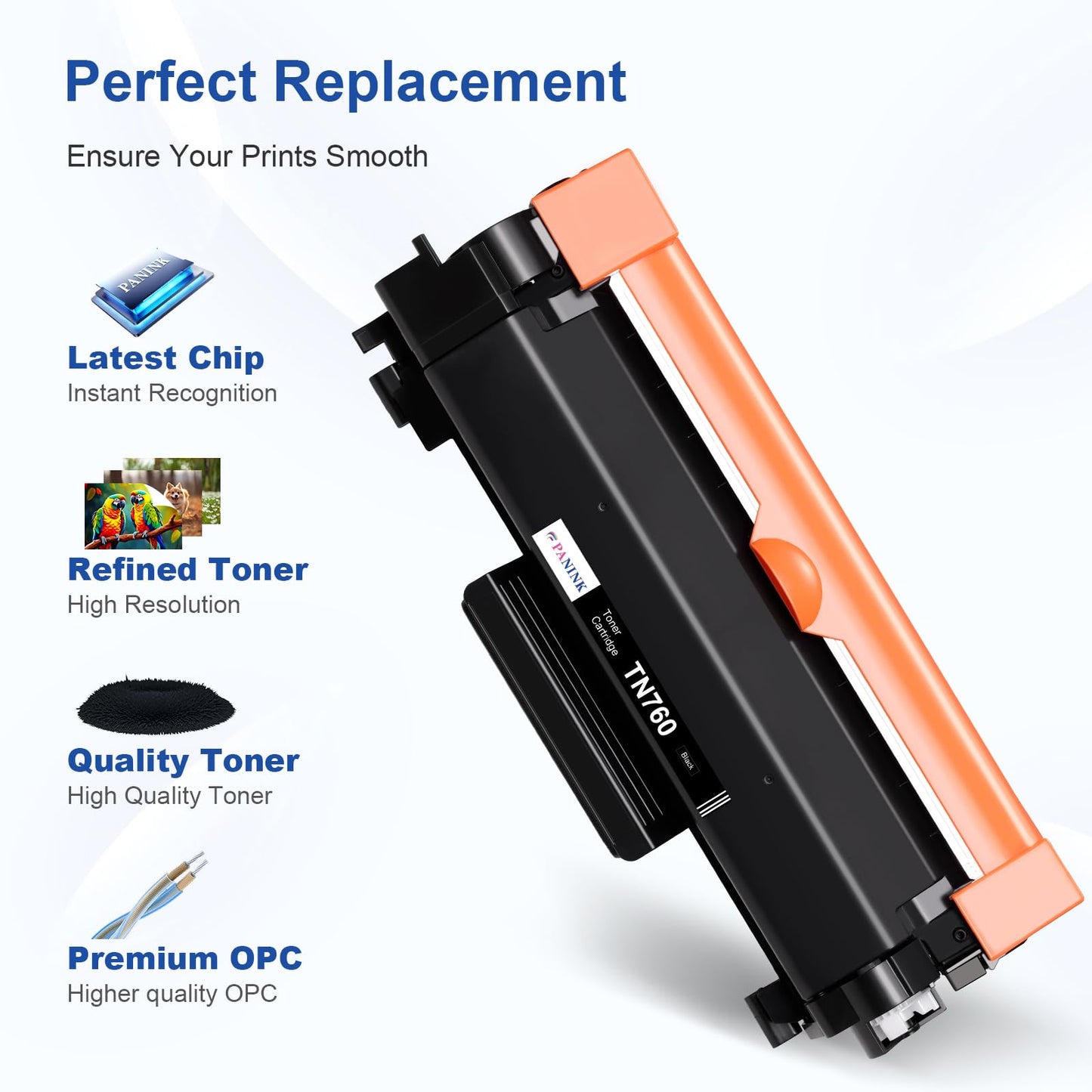 PANINK TN760 Toner Cartridge Replacement for Brother TN 760 TN-760 TN730 TN-730 High Yield Compatible with DCP-L2550DW HL-L2350DW HL-L2370DW HL-L2370DWXL HL-L2395DW MFC-L2710DW Printer (4 Black)